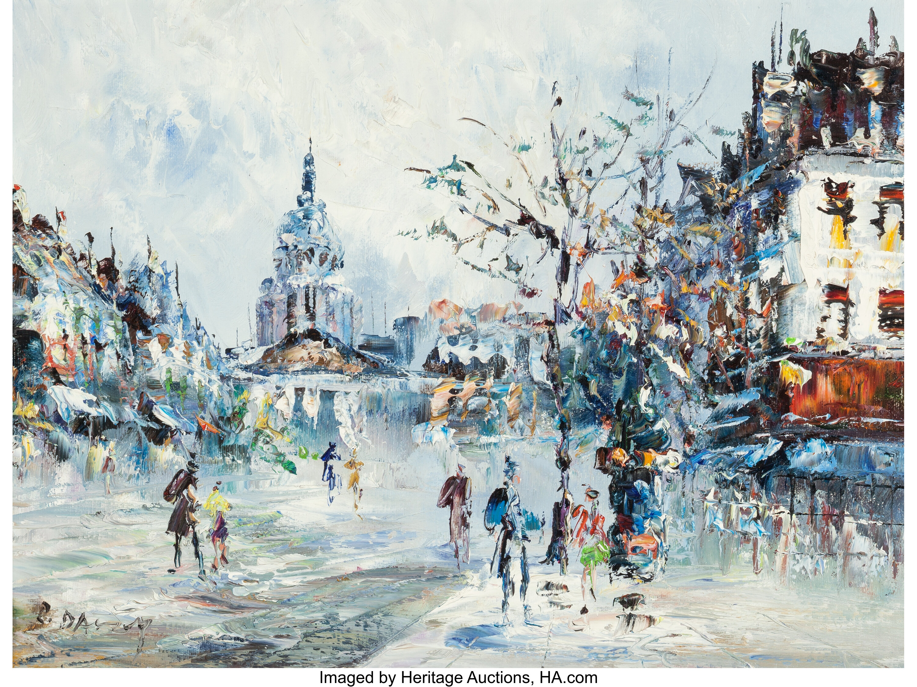 Randall Davey (American, 1887-1964). City Scene. Oil on canvas. 12 ...