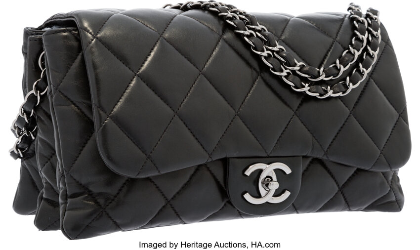 Chanel Black Quilted Leather Chain Around Accordion Flap Bag Chanel