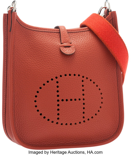 HERMES Evelyne III Clemence Leather Crossbody Bag Red