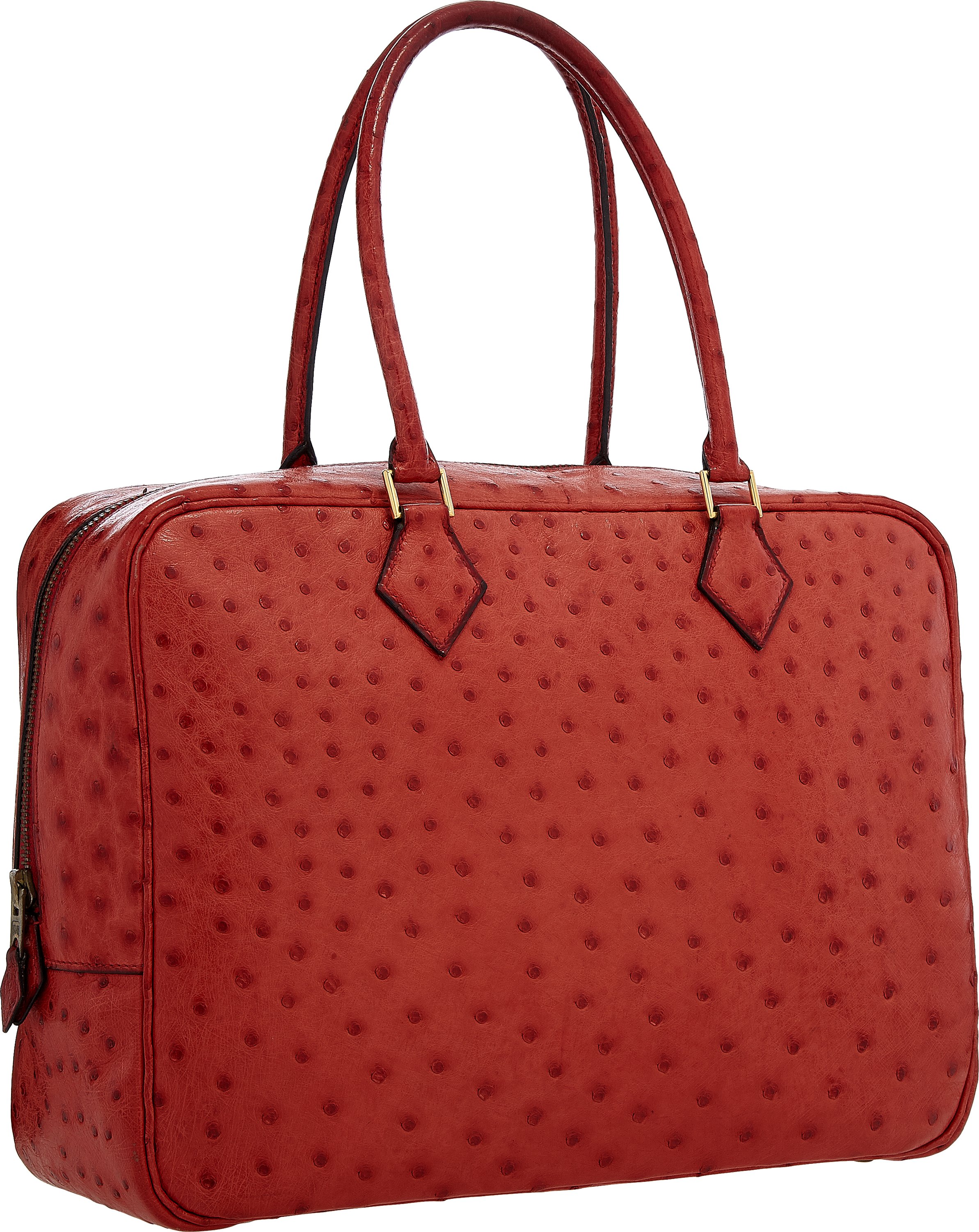 Rouge Vif Kelly 32cm in Ostrich Leather with Palladium Hardware