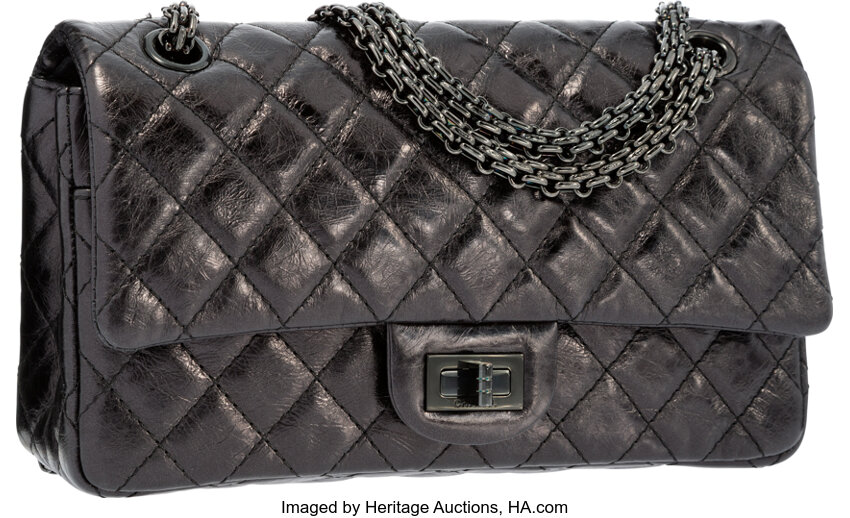 Chanel Black Quilted Distressed Leather Medium Reissue Double Flap