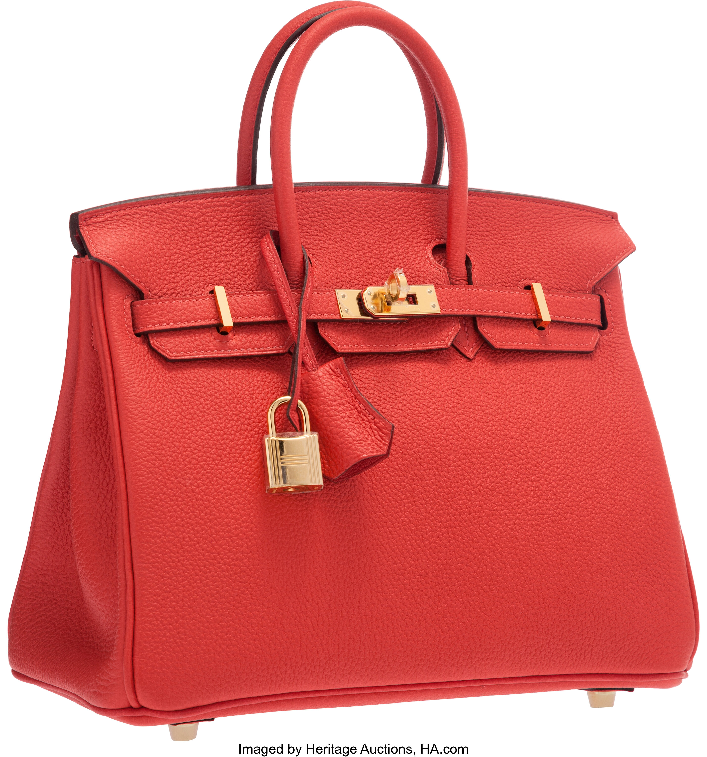 Hermes 25cm Rouge Pivoine Togo Leather Birkin Bag with Gold, Lot #58195