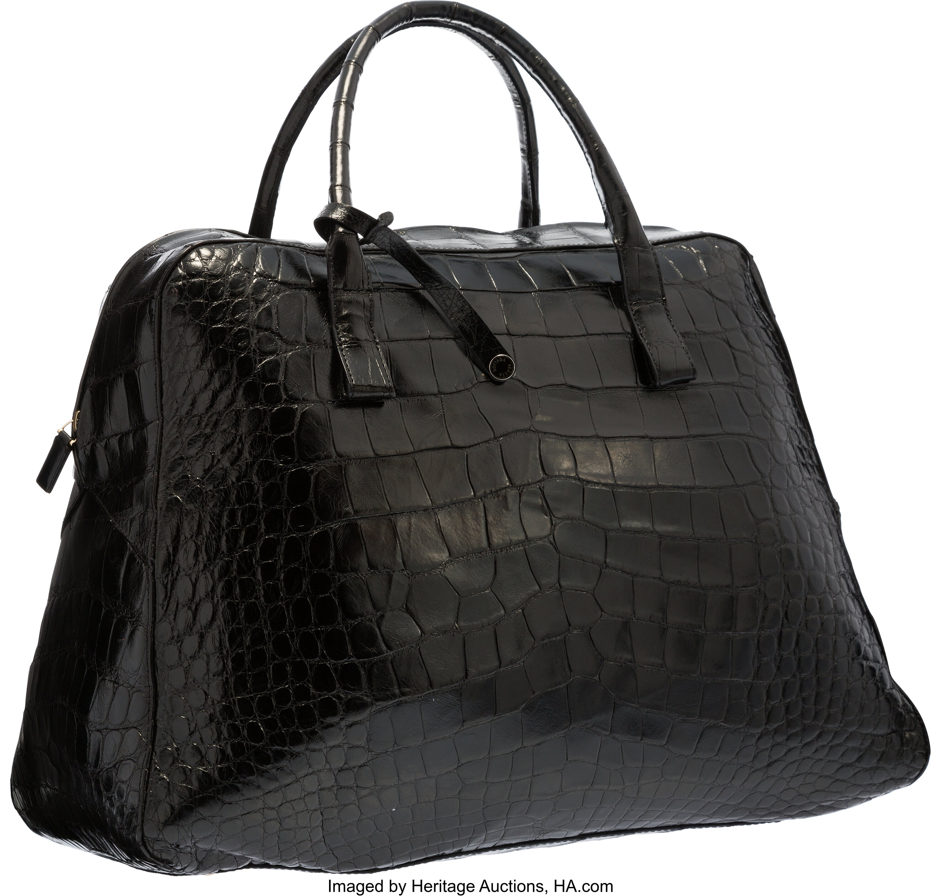 Bottega Veneta Black Crocodile Travel Bag. Very Good Condition. 17