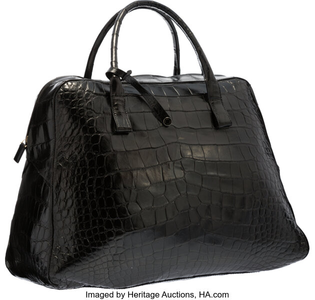 Bottega Veneta Black Crocodile Travel Bag. Very Good Condition. 17