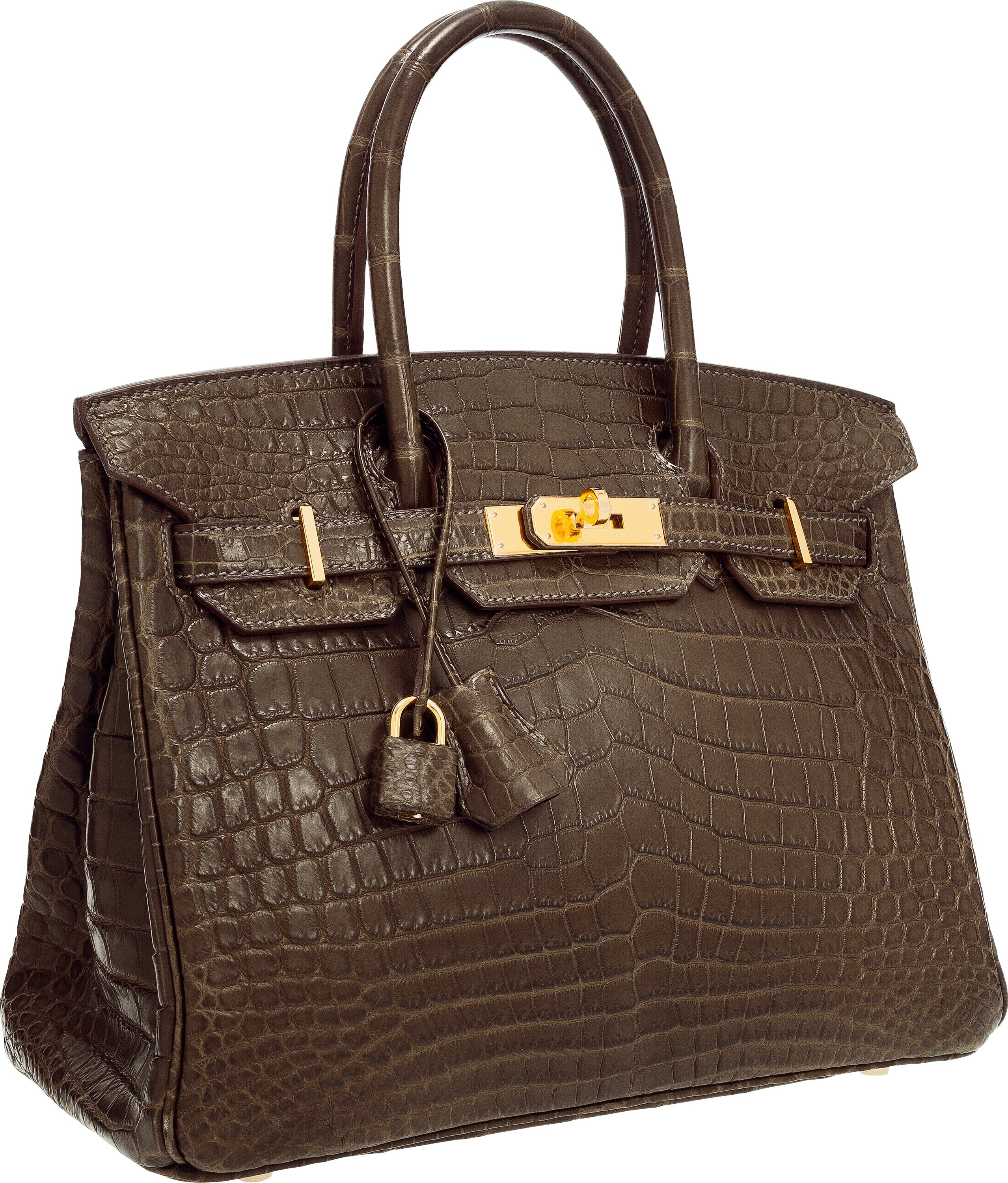 Hermes 30cm Matte Gris Elephant Nilo Crocodile Birkin Bag with Gold, Lot  #56133