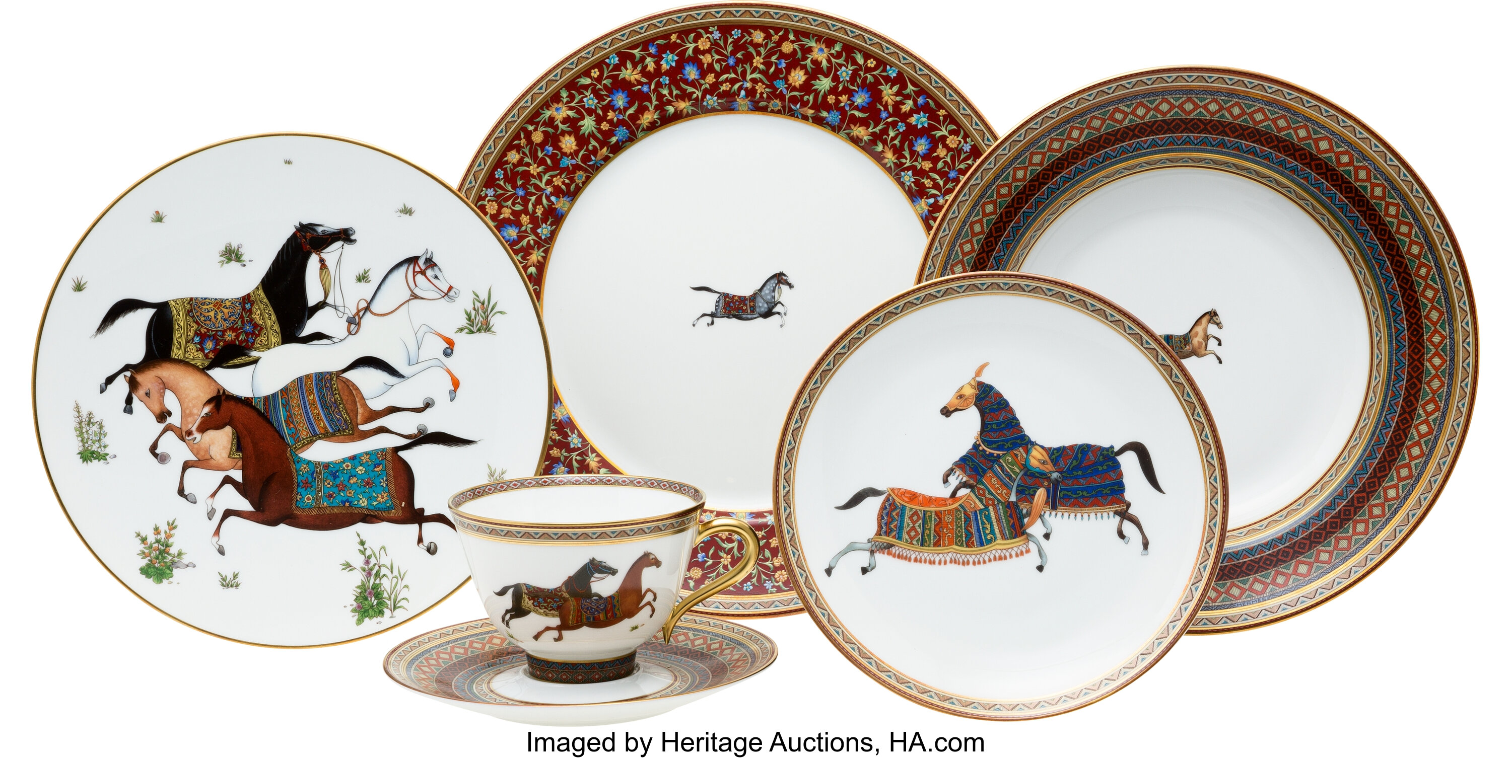 Hermes Set Of 78 Limoges Porcelain Cheval D Orient Fourteen Lot 5 Heritage Auctions