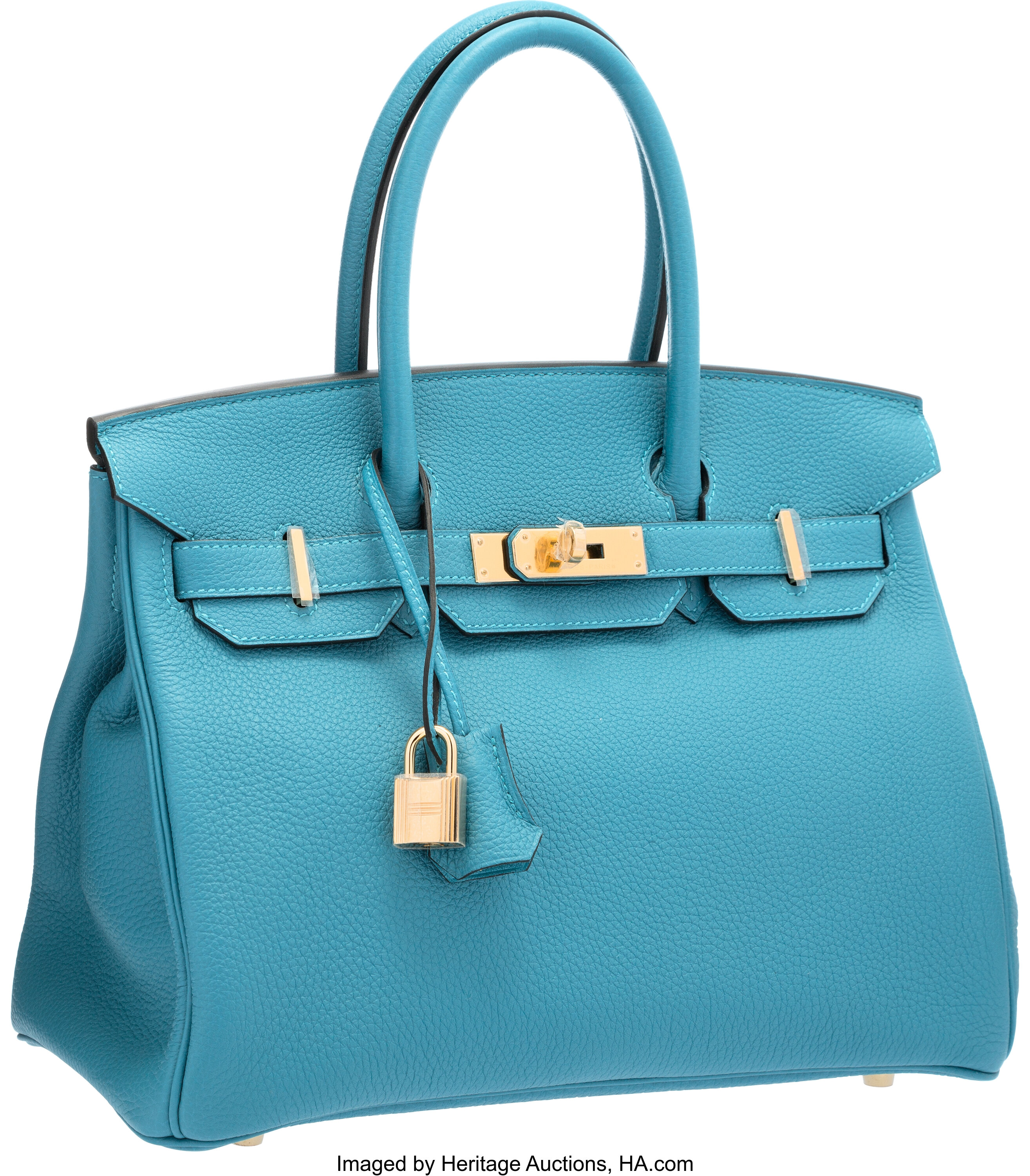 Hermes Birkin 30 Turquoise Blue Togo Leather T Stamp Gold Hardware - The  Attic Place