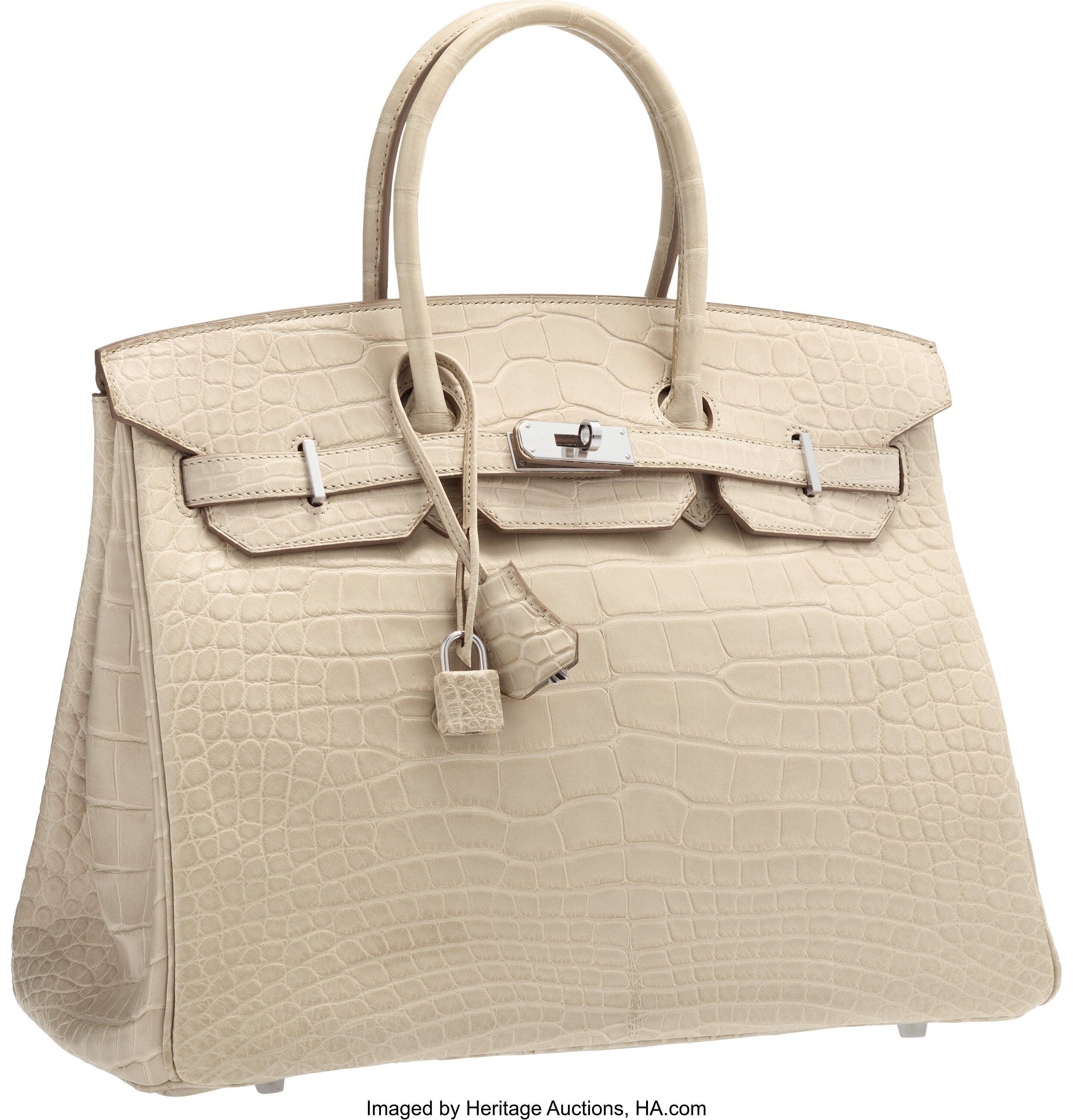 Hermes 35cm Matte Beton Alligator Birkin Bag with Gold Hardware., Lot  #58032