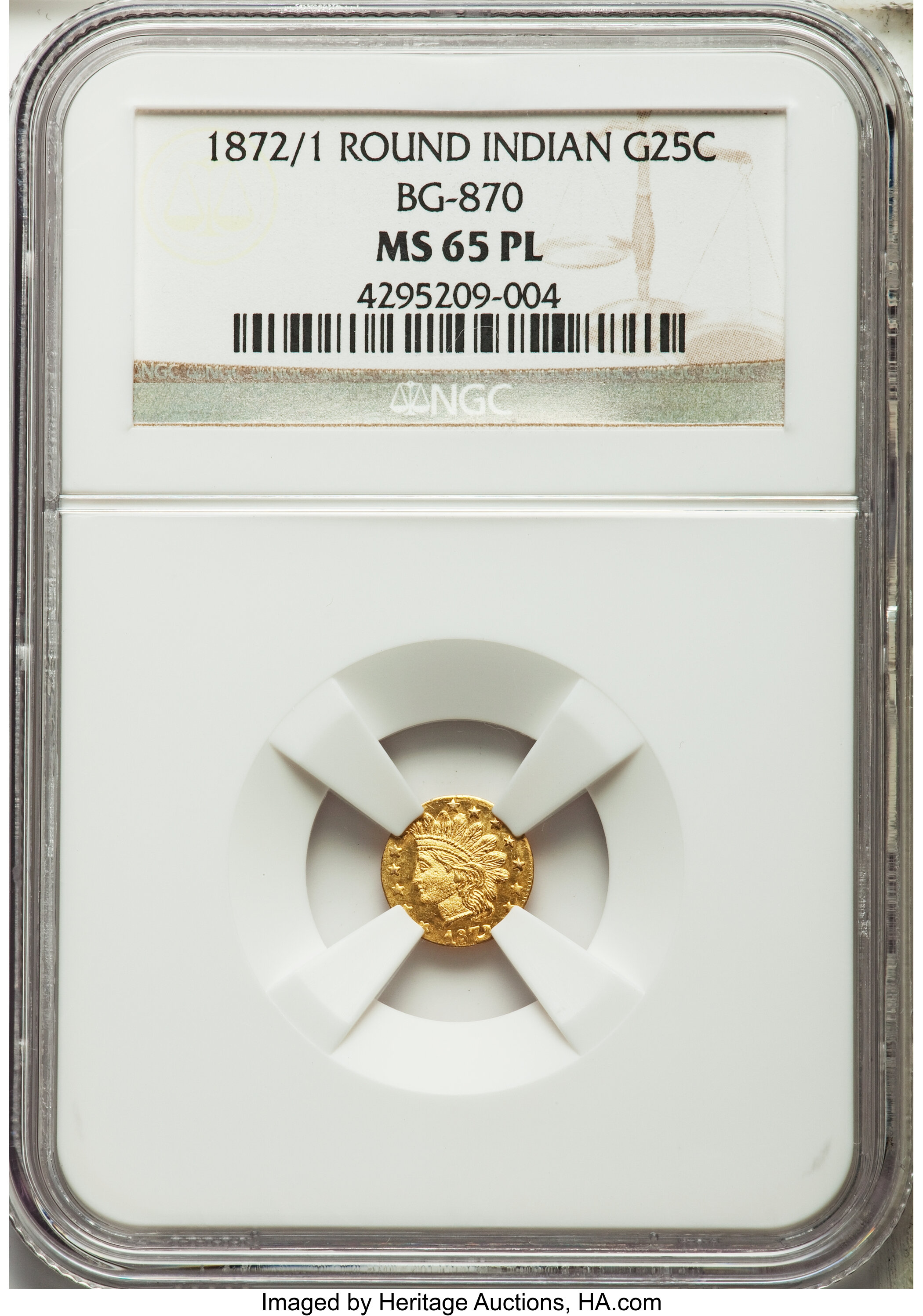 1872 1 25c Indian Round 25 Cents Bg 870 R 3 Ms65 Prooflike Ngc Lot 8503 Heritage Auctions