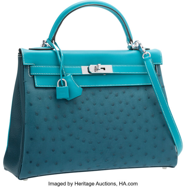 Hermes Birkin Ostrich Bag in Colbalt with Palladium Hardware