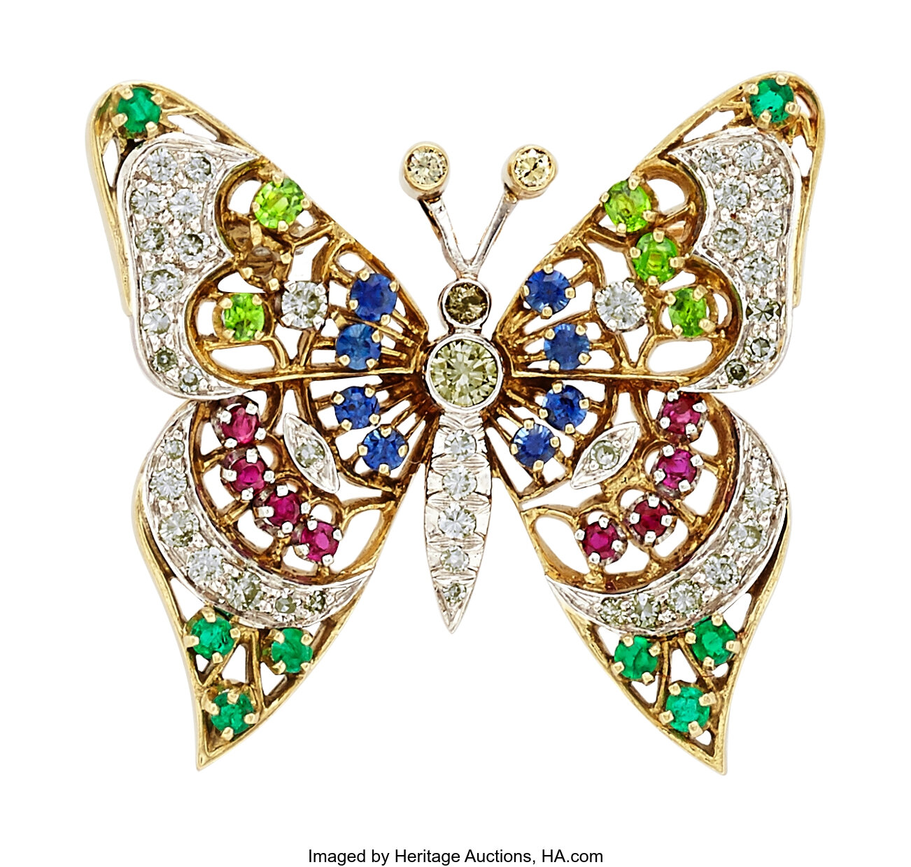 Multi-Stone, Diamond, Gold Brooch. ... Estate Jewelry Brooches - | Lot ...