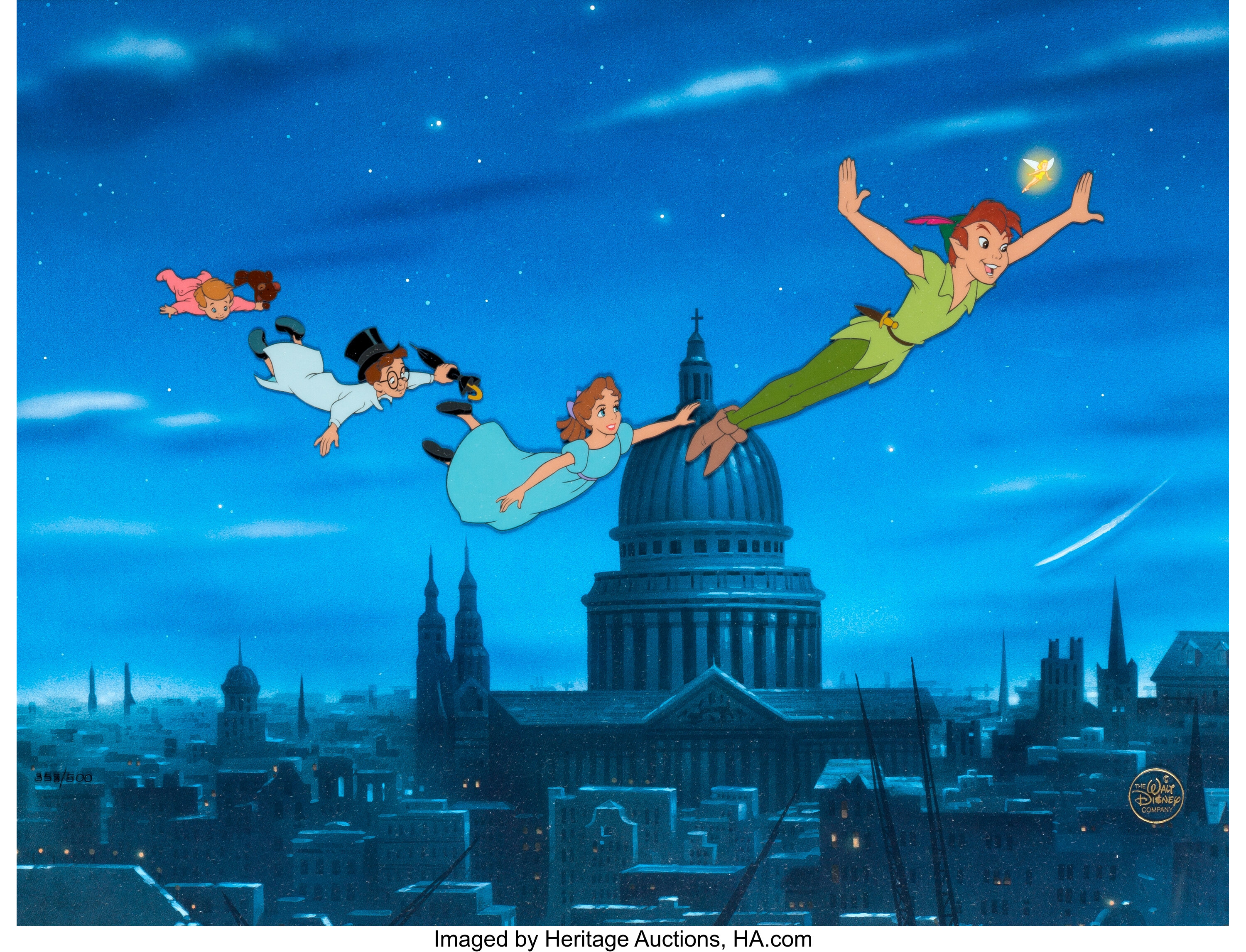 Peter Pan Flying Over London Animation Art Limited Edition Cel | Lot ...