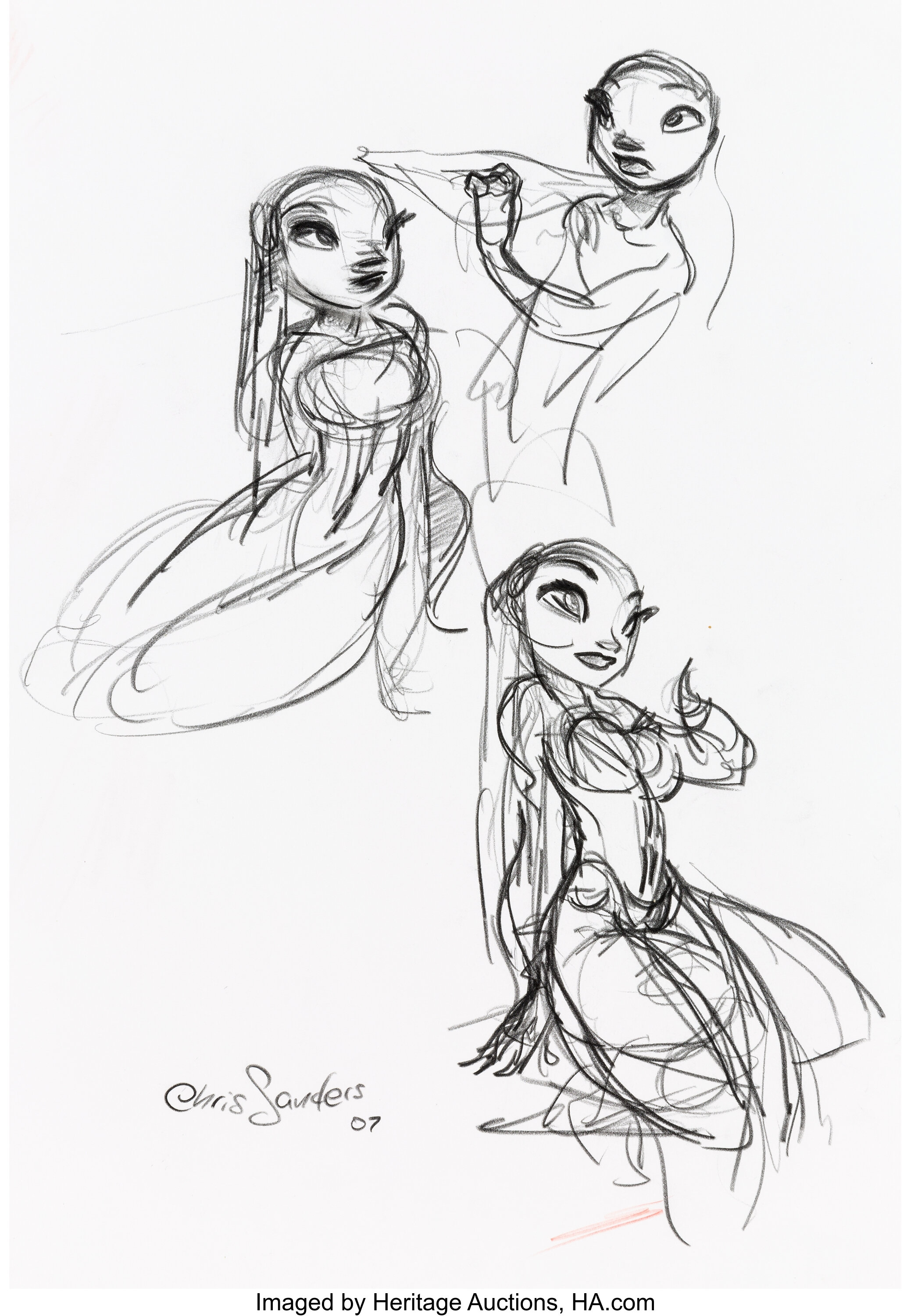 Chris Sanders Style Lilo and Stitch Pencil Sketch · Creative Fabrica