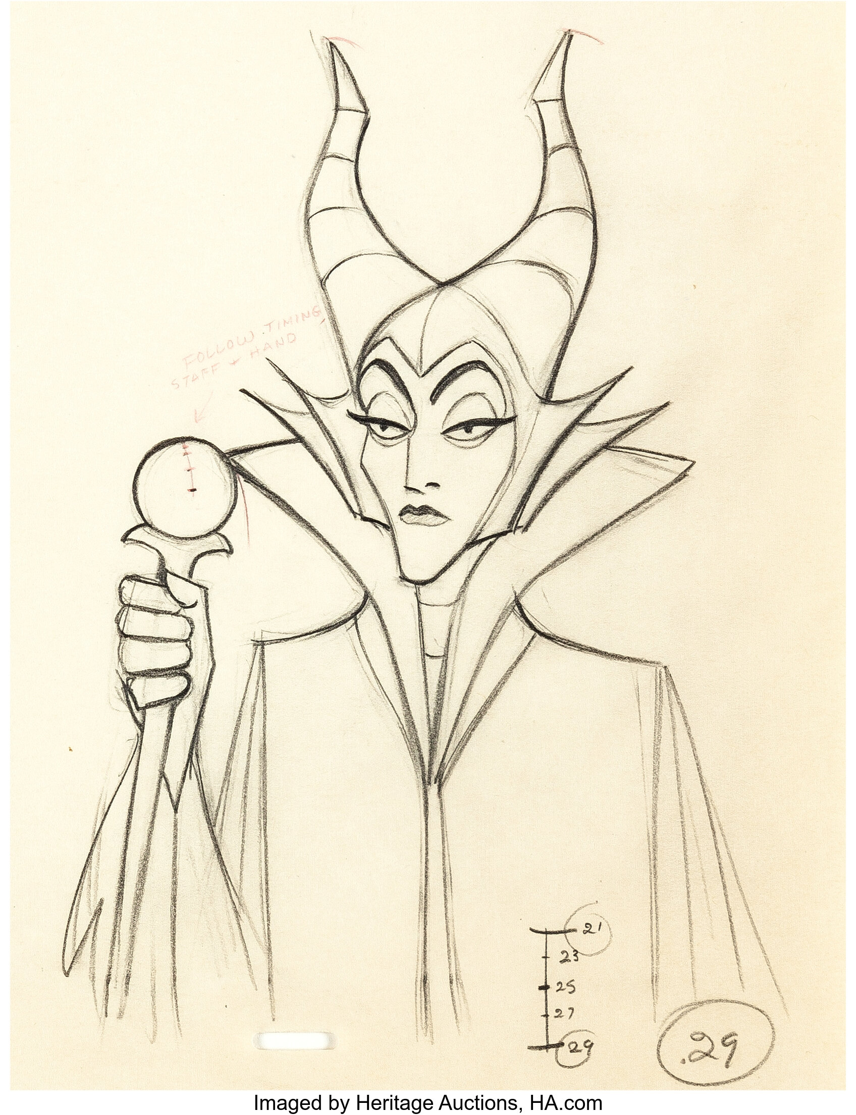 Sleeping Beauty Maleficent Animation Drawing (Walt Disney,, Lot #97229