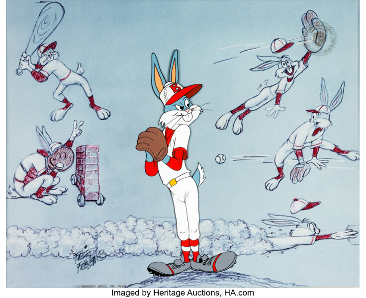 Bugs Bunny 1991 Warner Bros Baseball Bugs 12.5x15.5 Custom