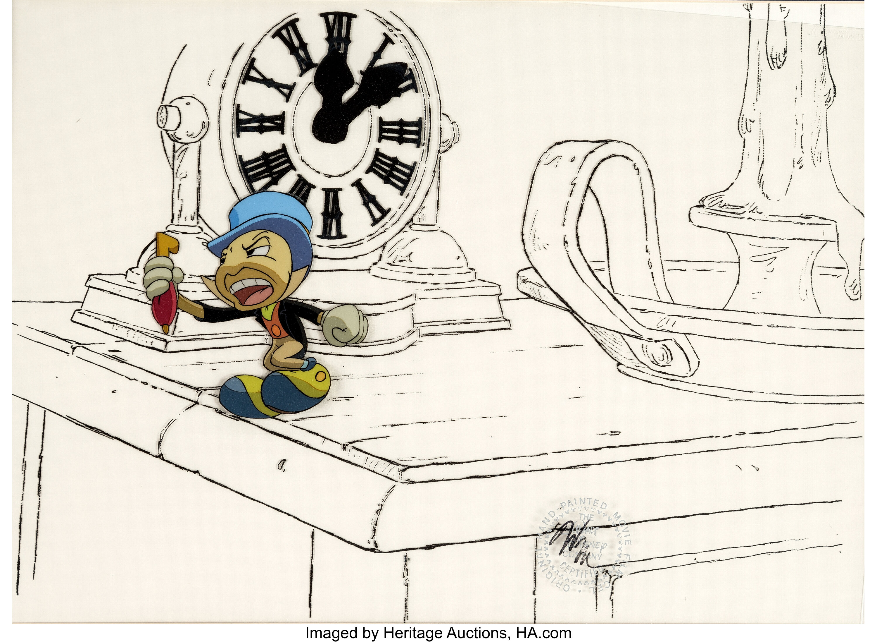 Mickey's Christmas Carol Jiminy Cricket Production Cel Setup (Walt ...