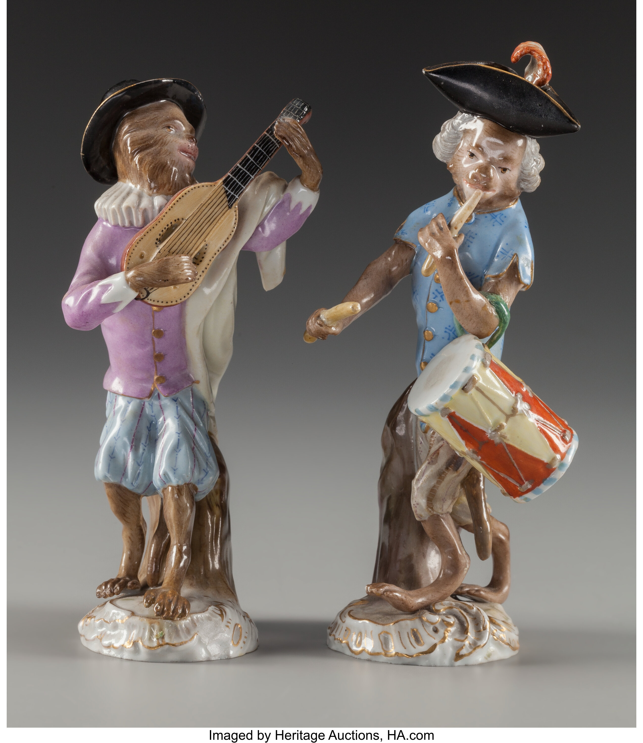 Two Meissen Porcelain Monkey Band Figures, late 19th century. | Lot ...