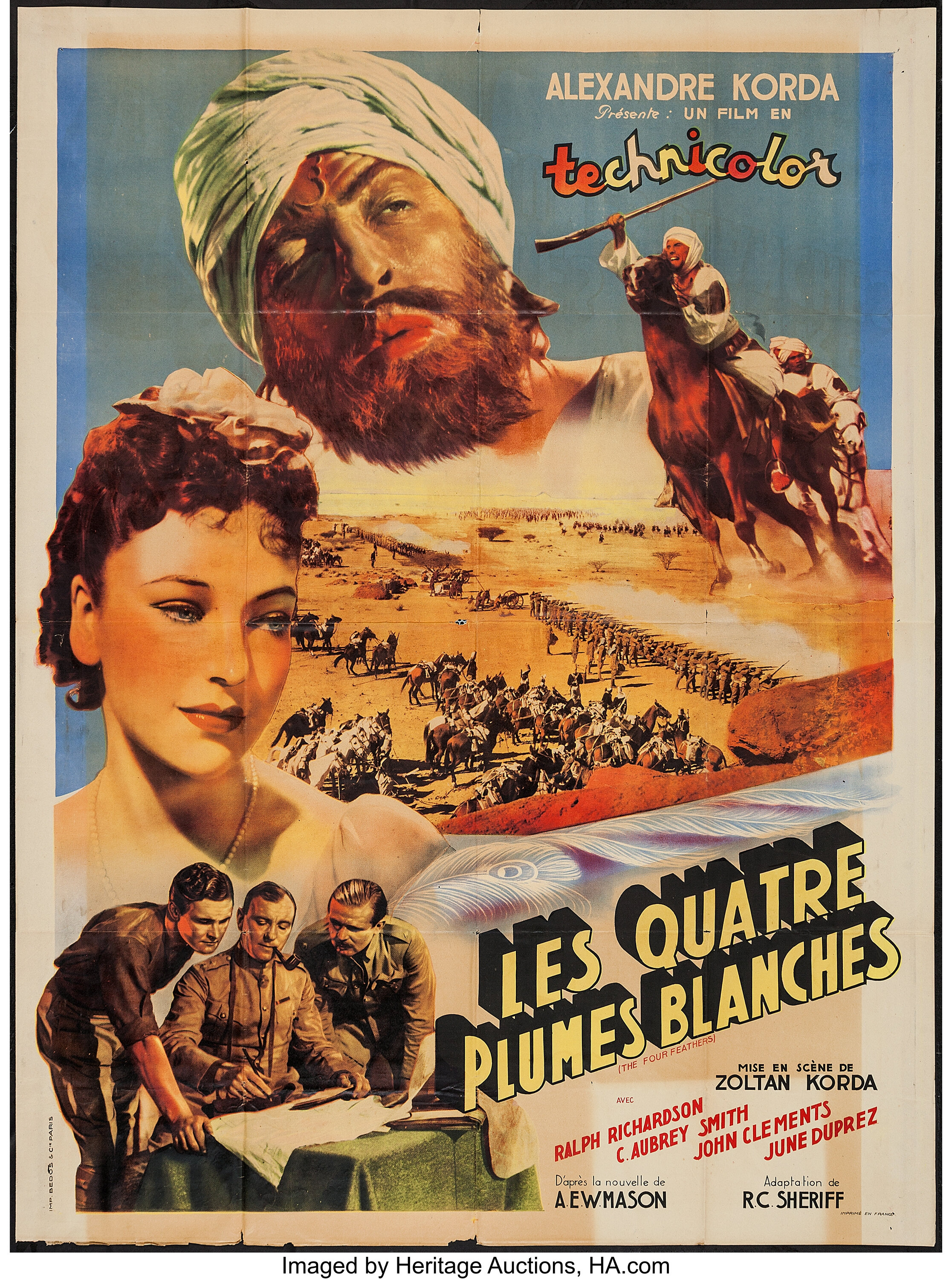 Four Feathers (United Artists, 1945). First Post-War Release French ...