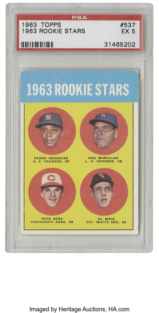 Sold at Auction: 1963 Topps Pete Rose PSA 7 Rookie #537