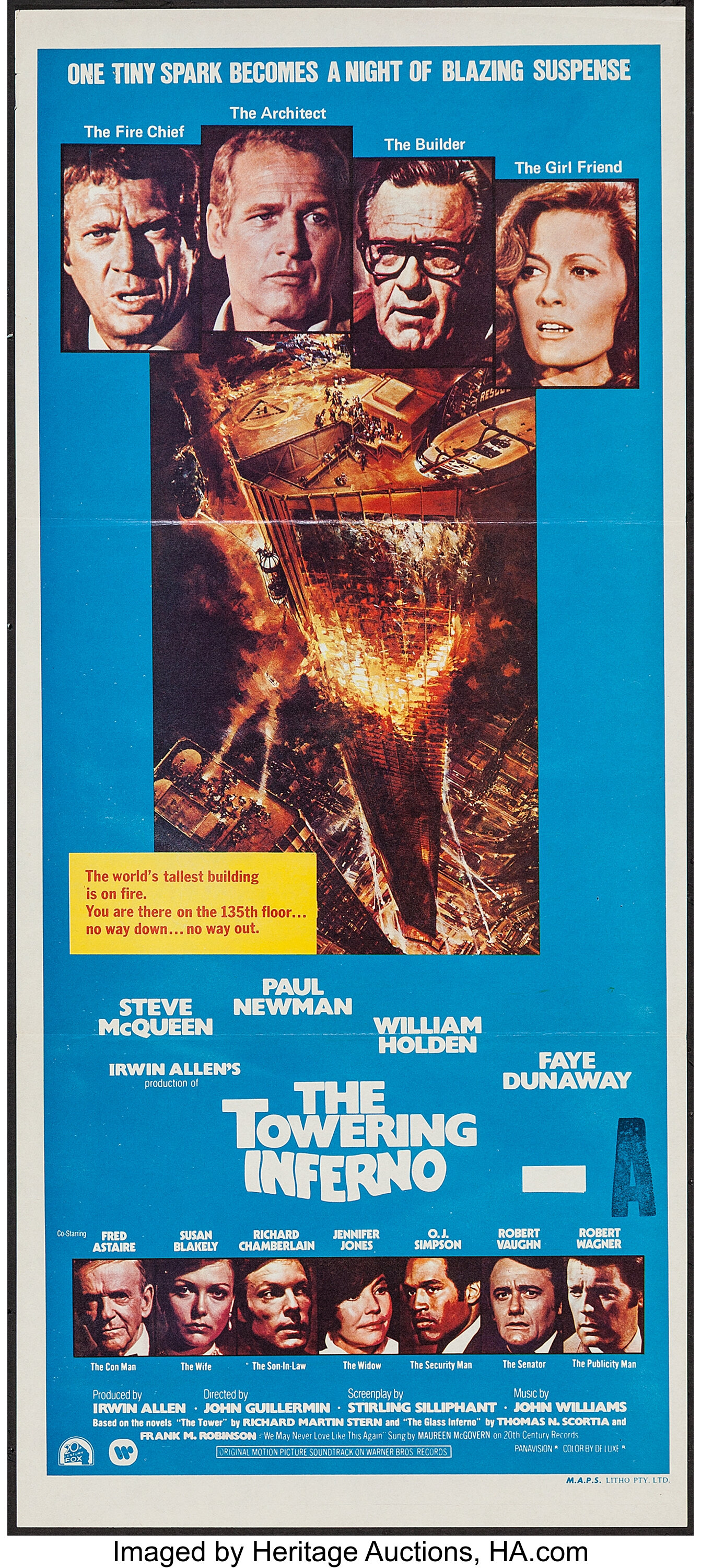 The Towering Inferno (20th Century Fox, 1975). Australian Daybill | Lot ...