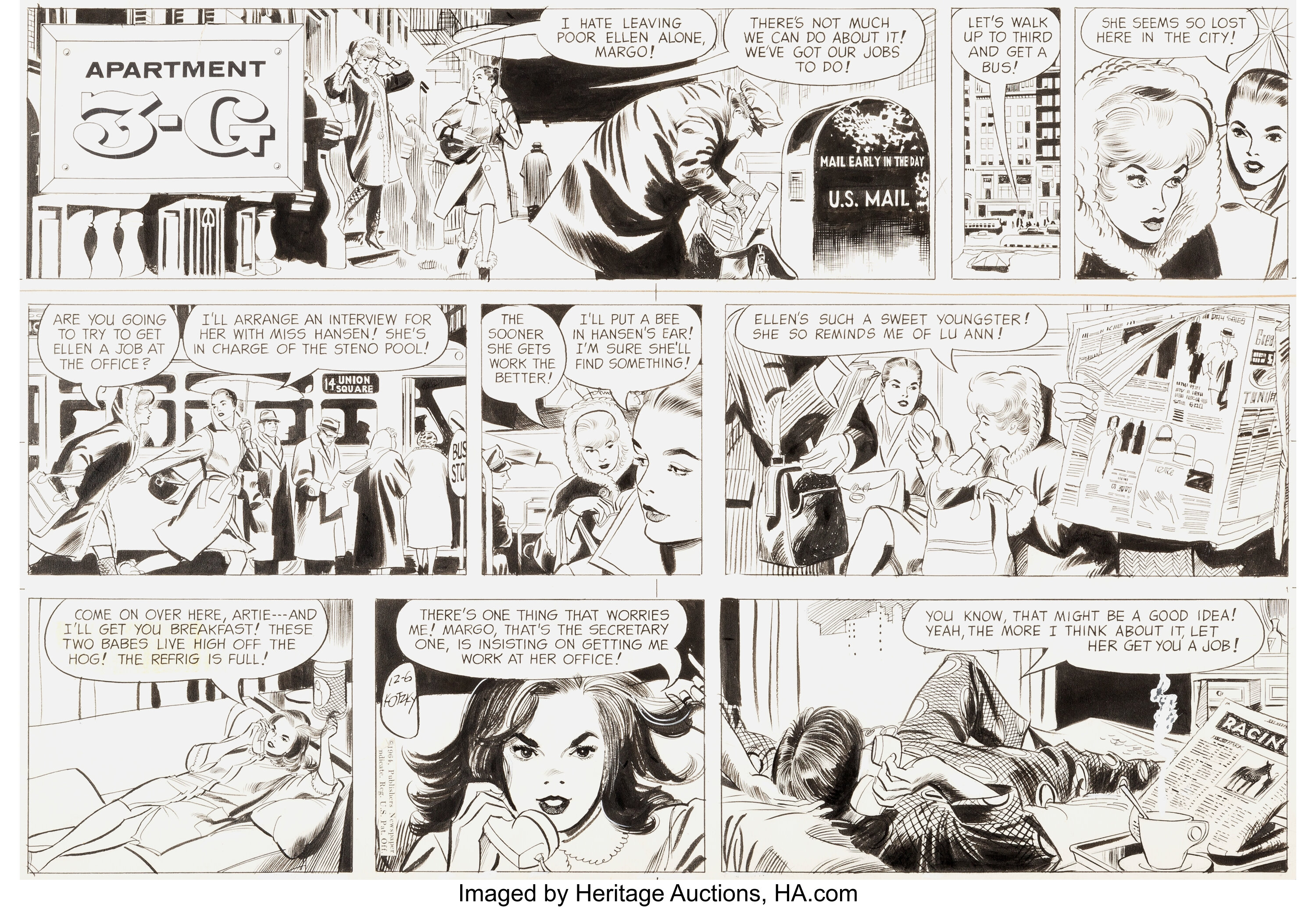 Alex Kotzky Apartment 3-G Sunday Comic Strip Original Art, dated 