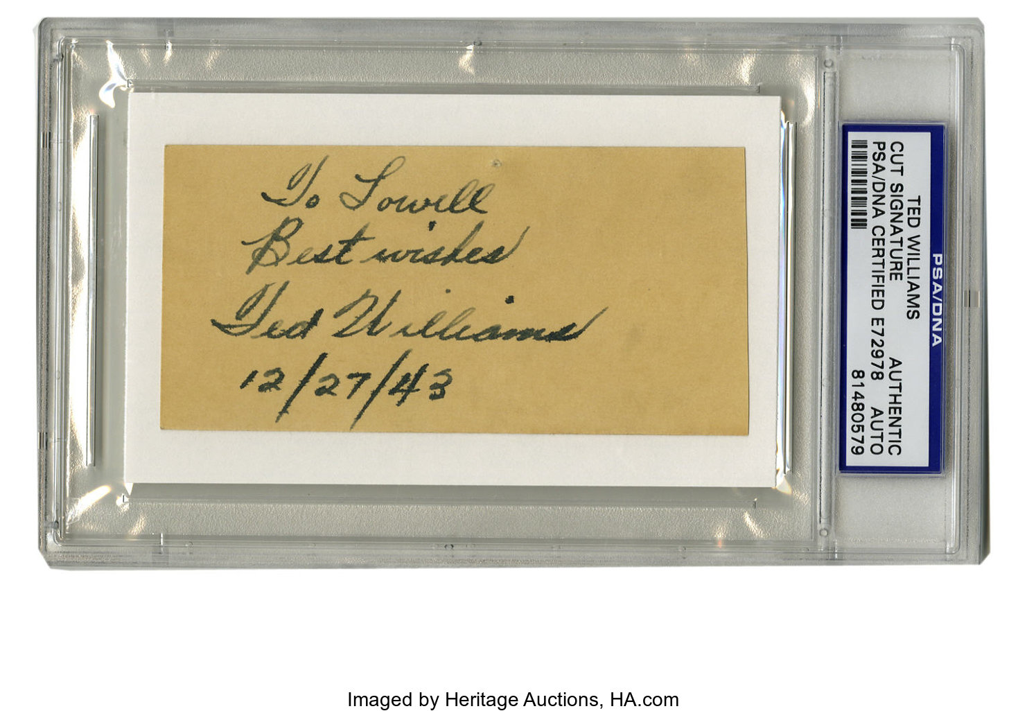 Ted Williams autographed album page PSA/DNA encapsulated – LW Sports