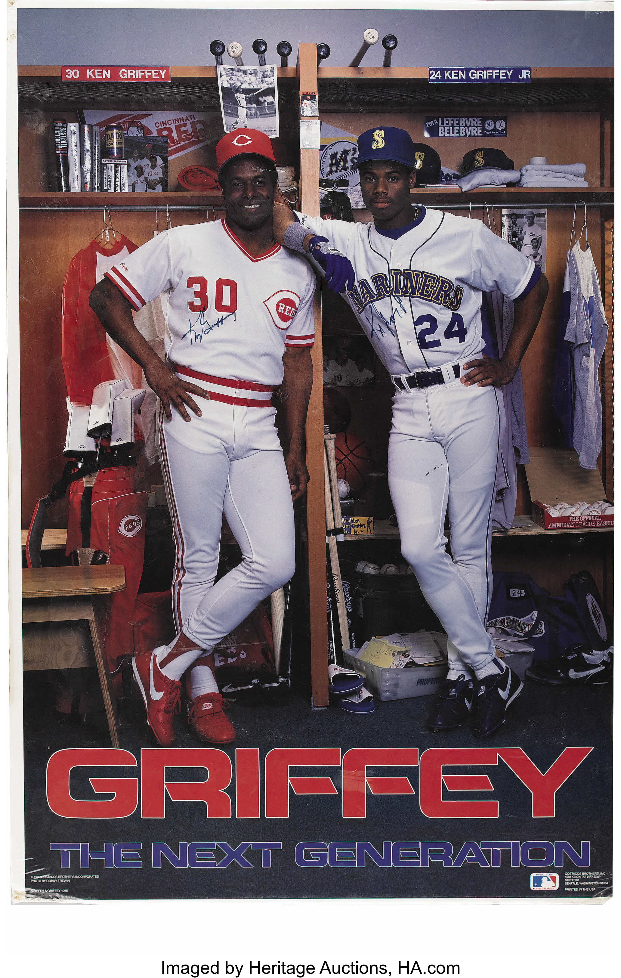 Ken Griffey, Jr. & Sr. Signed Poster.  Baseball Collectibles, Lot  #44122