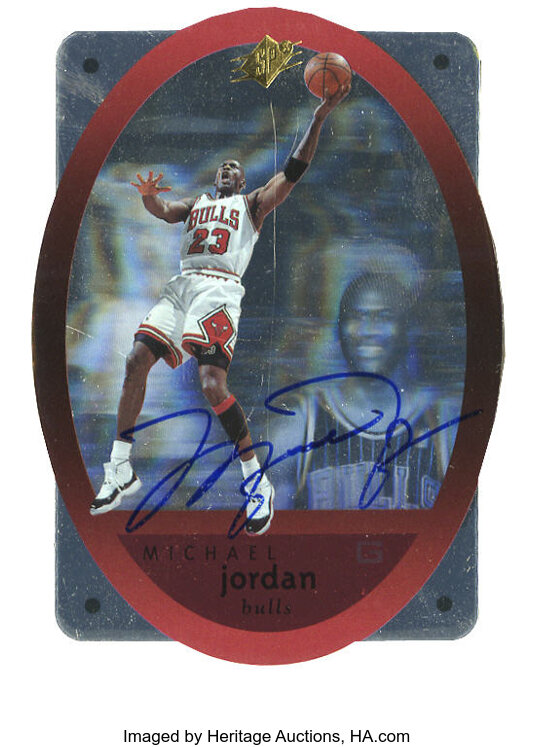 1996 SPx Signed Michael Jordan #8. This card from ten years ago | Lot ...