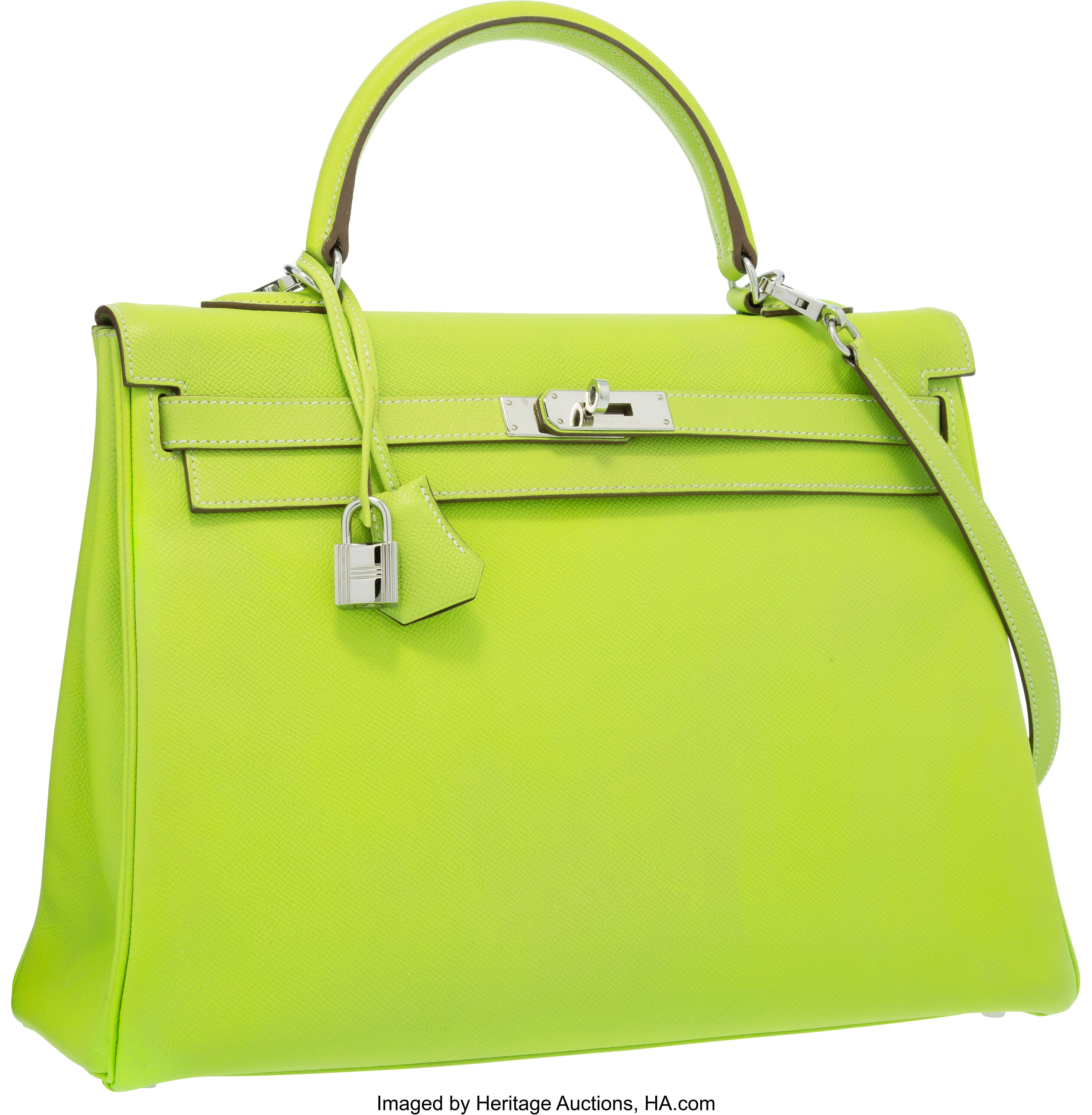 A KIWI & LICHEN EPSOM LEATHER CANDY RETOURNÉ KELLY 35 WITH PALLADIUM  HARDWARE, HERMÈS, 2011