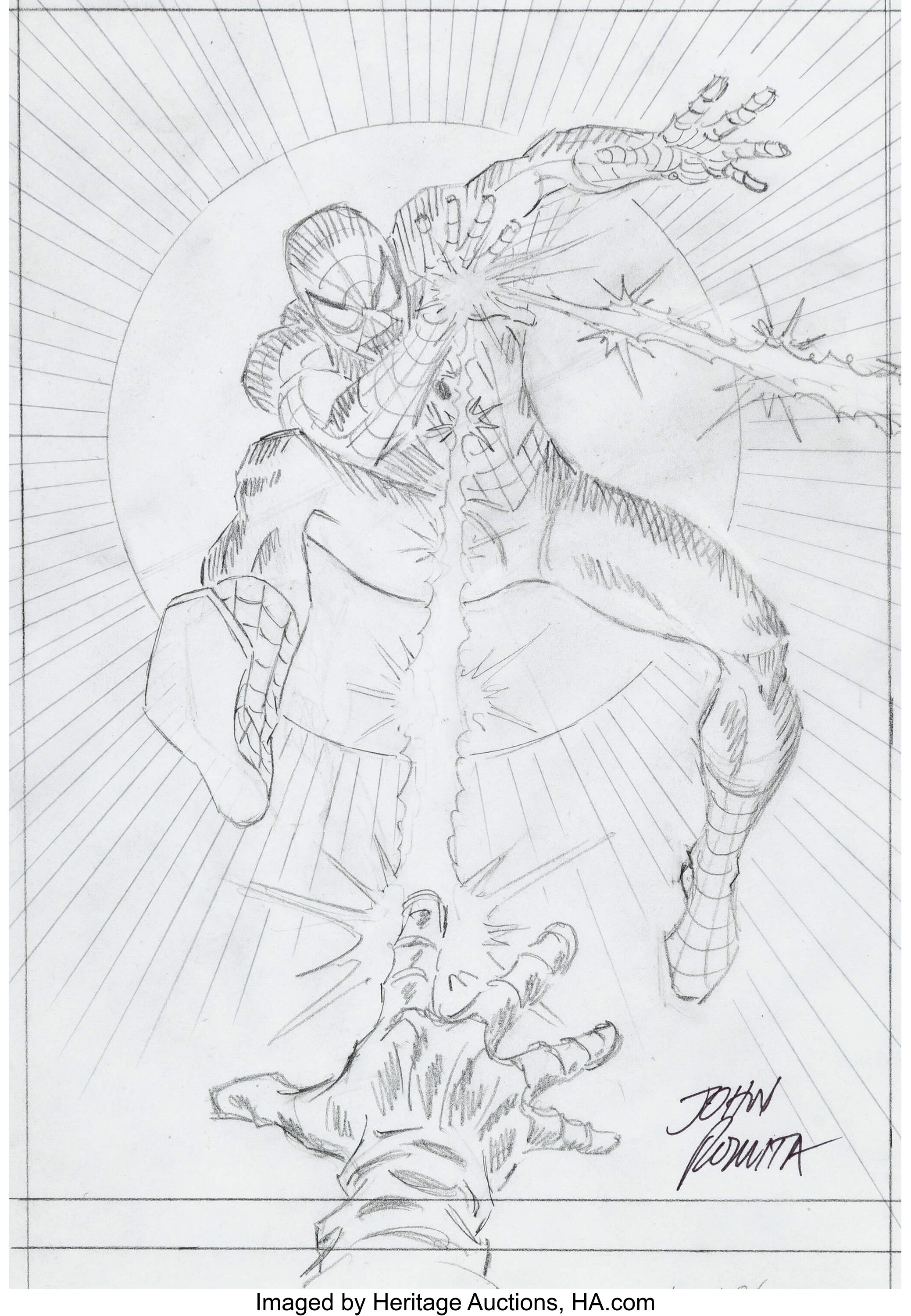 John Romita Sr. - Spider-man Vs. Green Goblin Illustration 