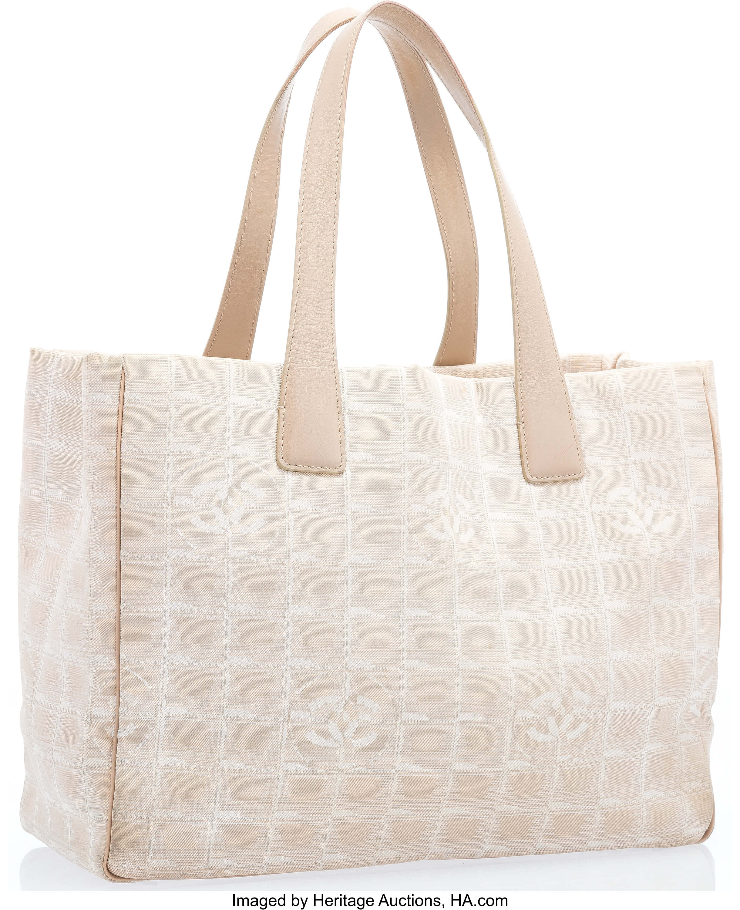 Chanel Natural Beige Logo Organic Cotton Canvas Square Tote Bag