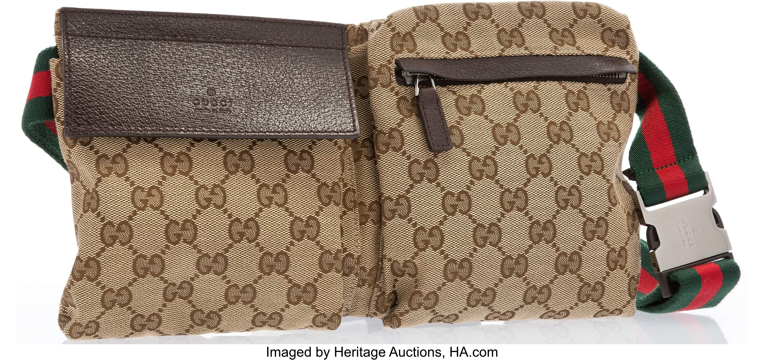 Gucci Monogram Canvas Fannypack Belt Bag with Gunmetal Hardware