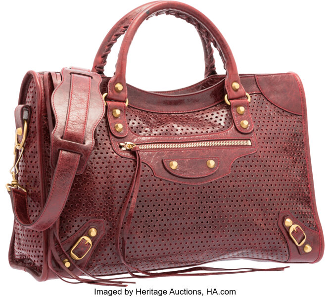 Balenciaga Bordeaux Red Perforated Lambskin Leather Classic City Lot 58168 Heritage Auctions