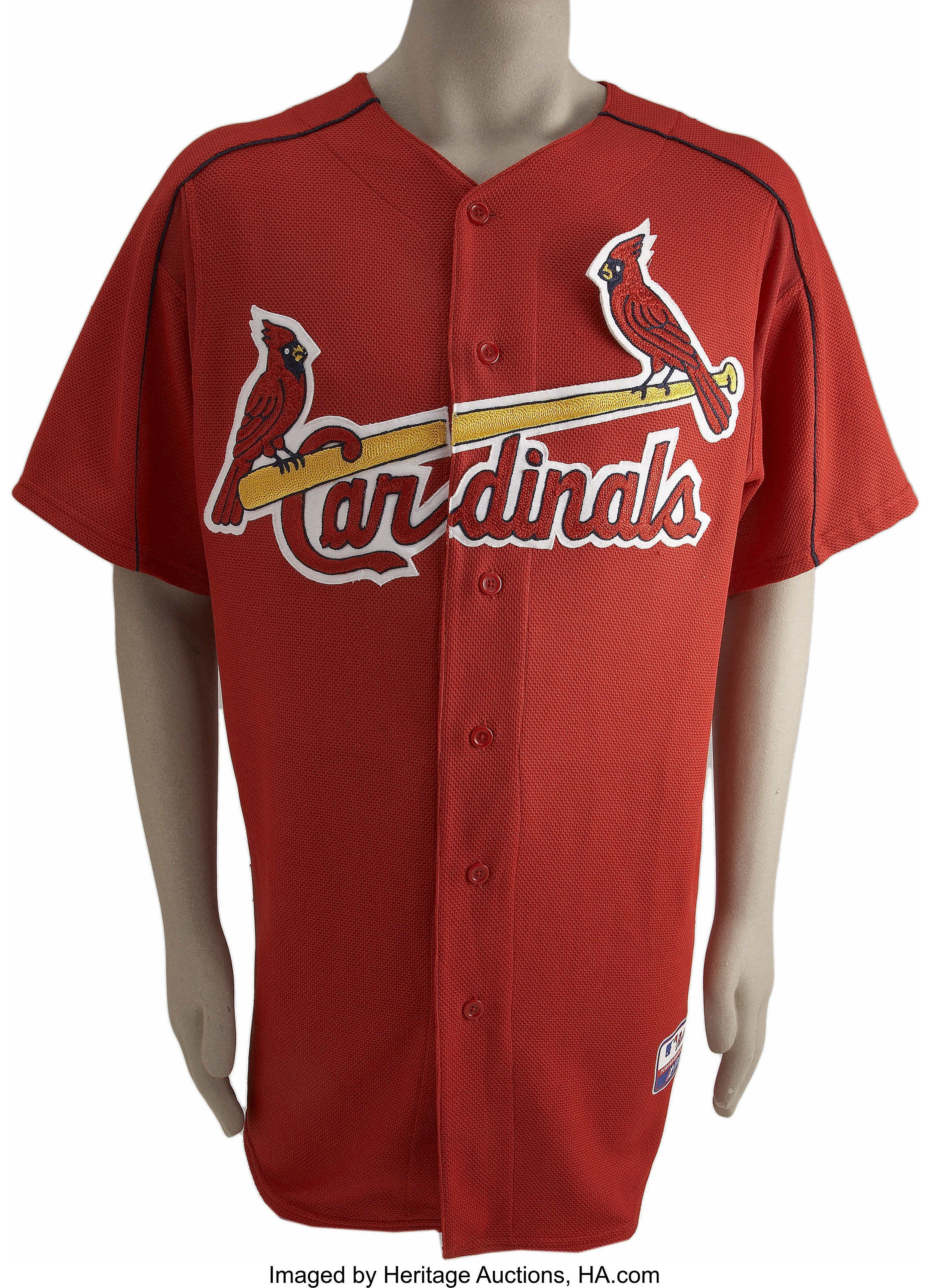 Tony LaRussa Batting Practice Worn Signed Jersey. The red Majestic