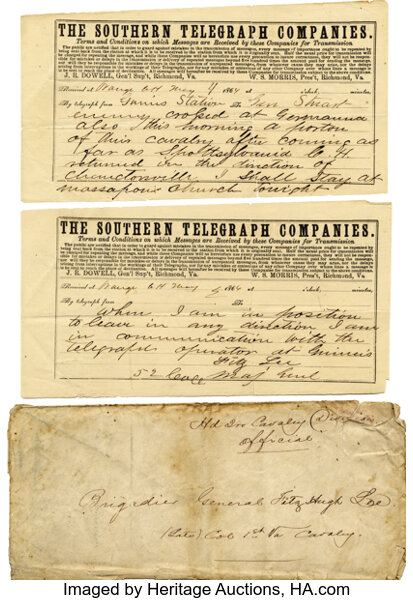 Fitzhugh Lee Telegram To J E B Stuart Plus Envelope In Stuart S Lot Heritage Auctions