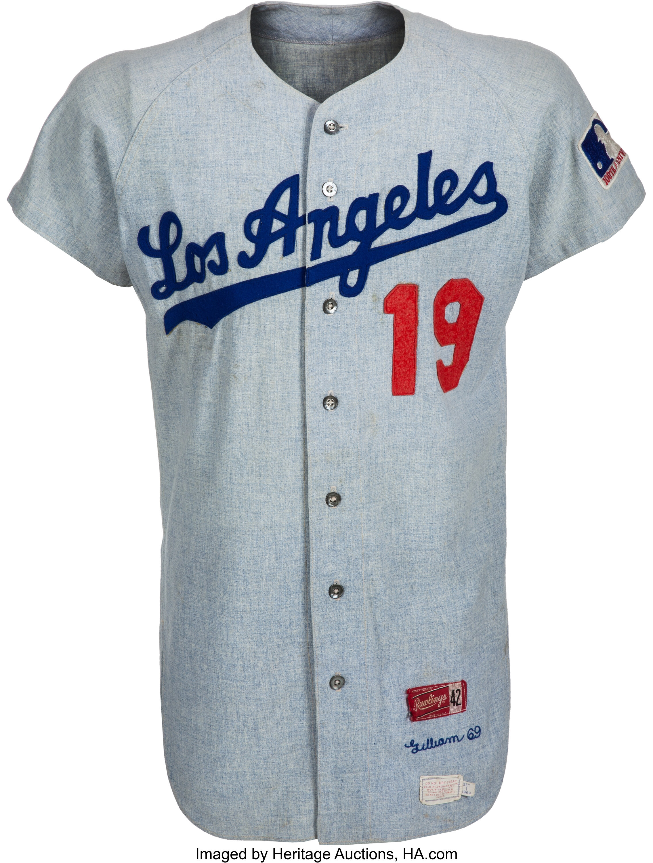 1969 Jim Gilliam Game Worn Los Angeles Dodgers Coach's Jersey. , Lot  #80540