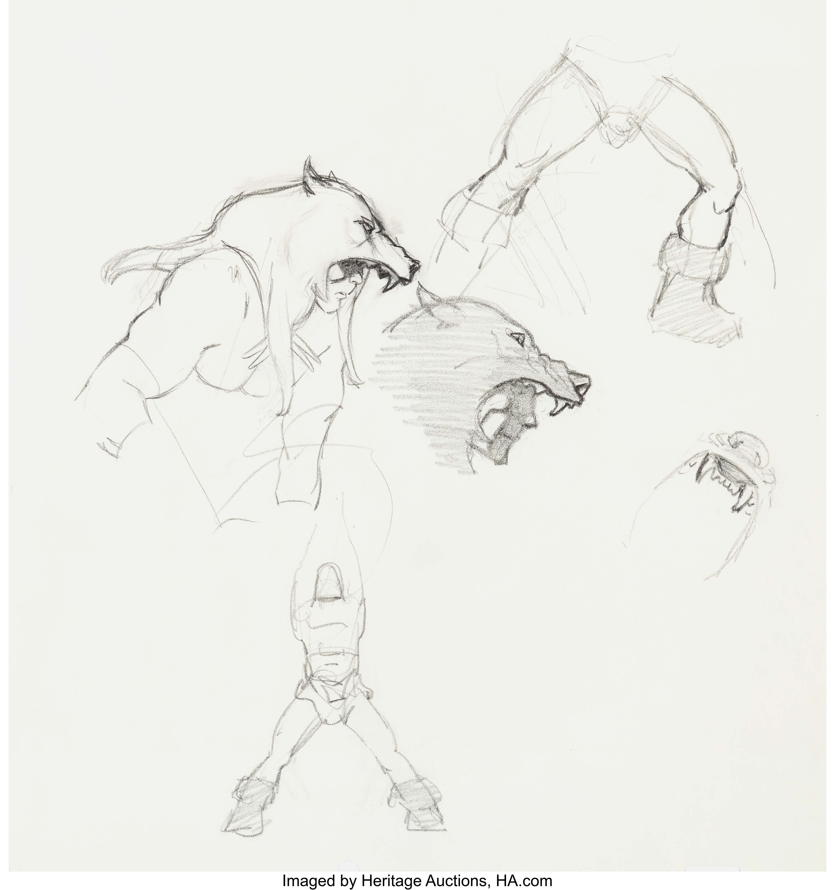 Fire And Ice Early Darkwolf And Larn Concept Art Group Of 3 Ralph Lot Heritage Auctions