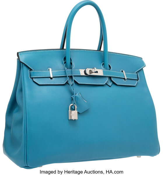 Hermes Birkin Bag, Blue Lin & Blue Jean, 30cm, Togo With Gold