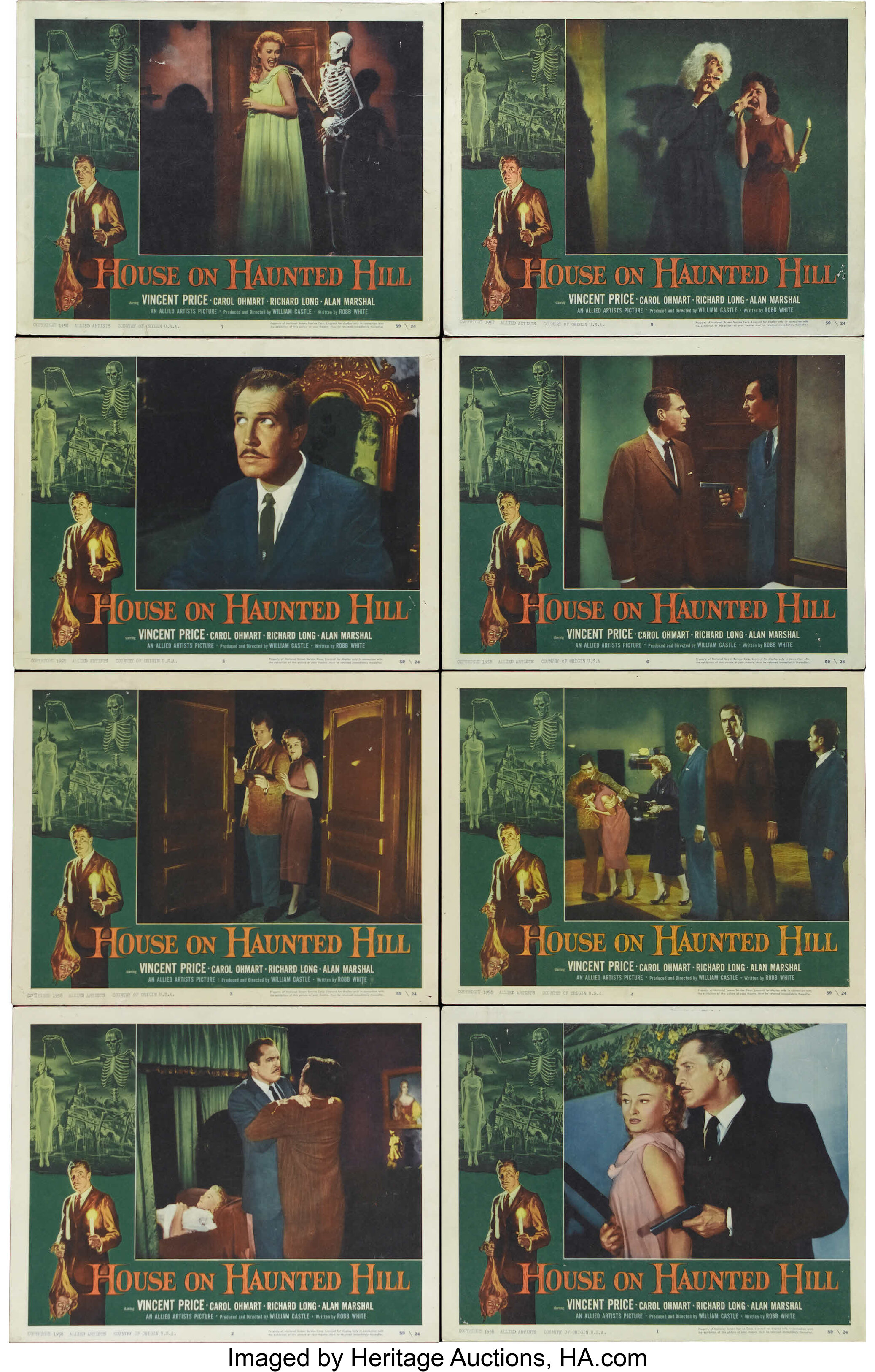 House on Haunted Hill (Allied Artists, 1959). Lobby Card Set of 8 | Lot ...