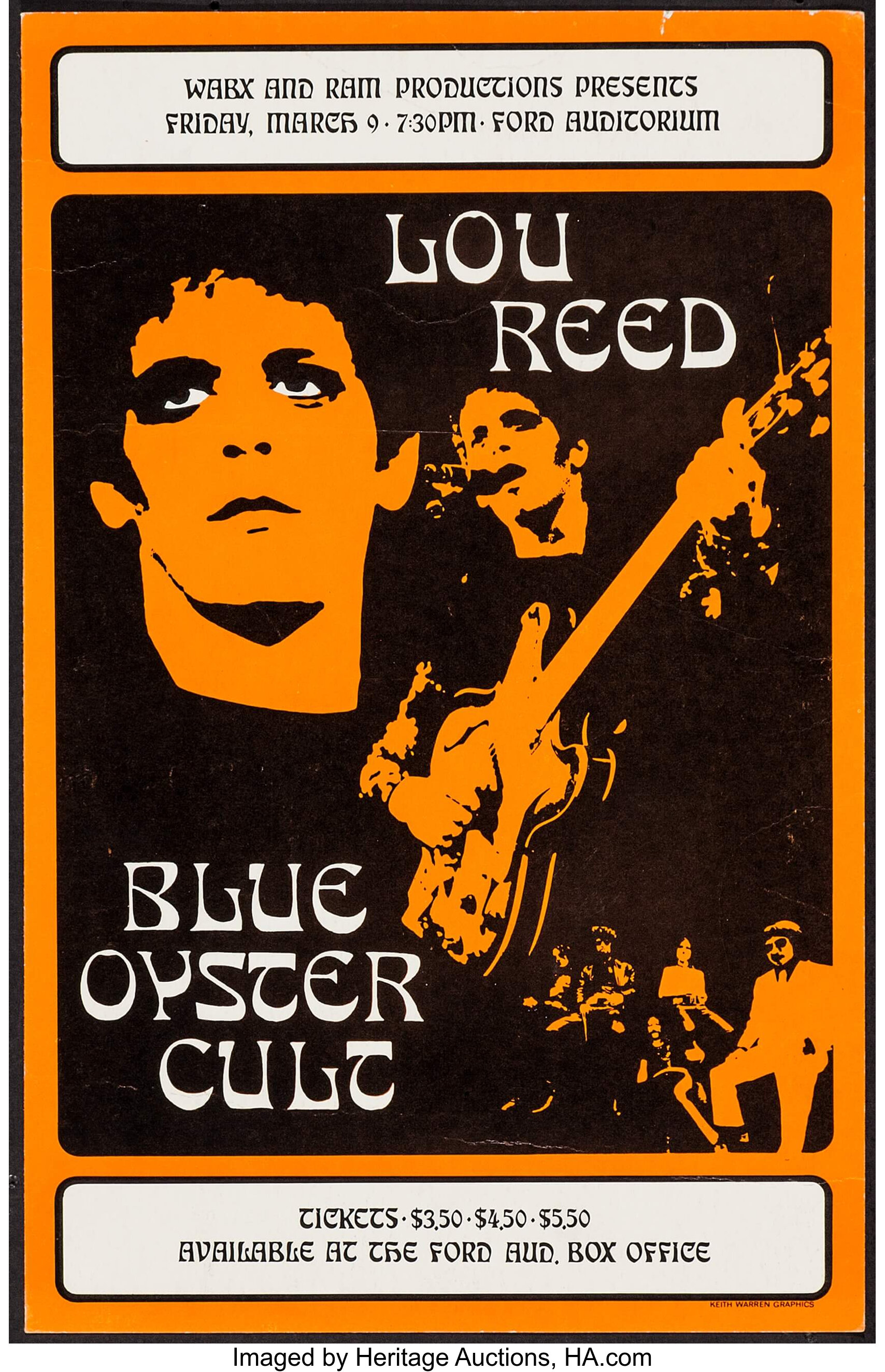 Lou Reed at the Ford Auditorium (Wabx and Ram, 1973). Concert