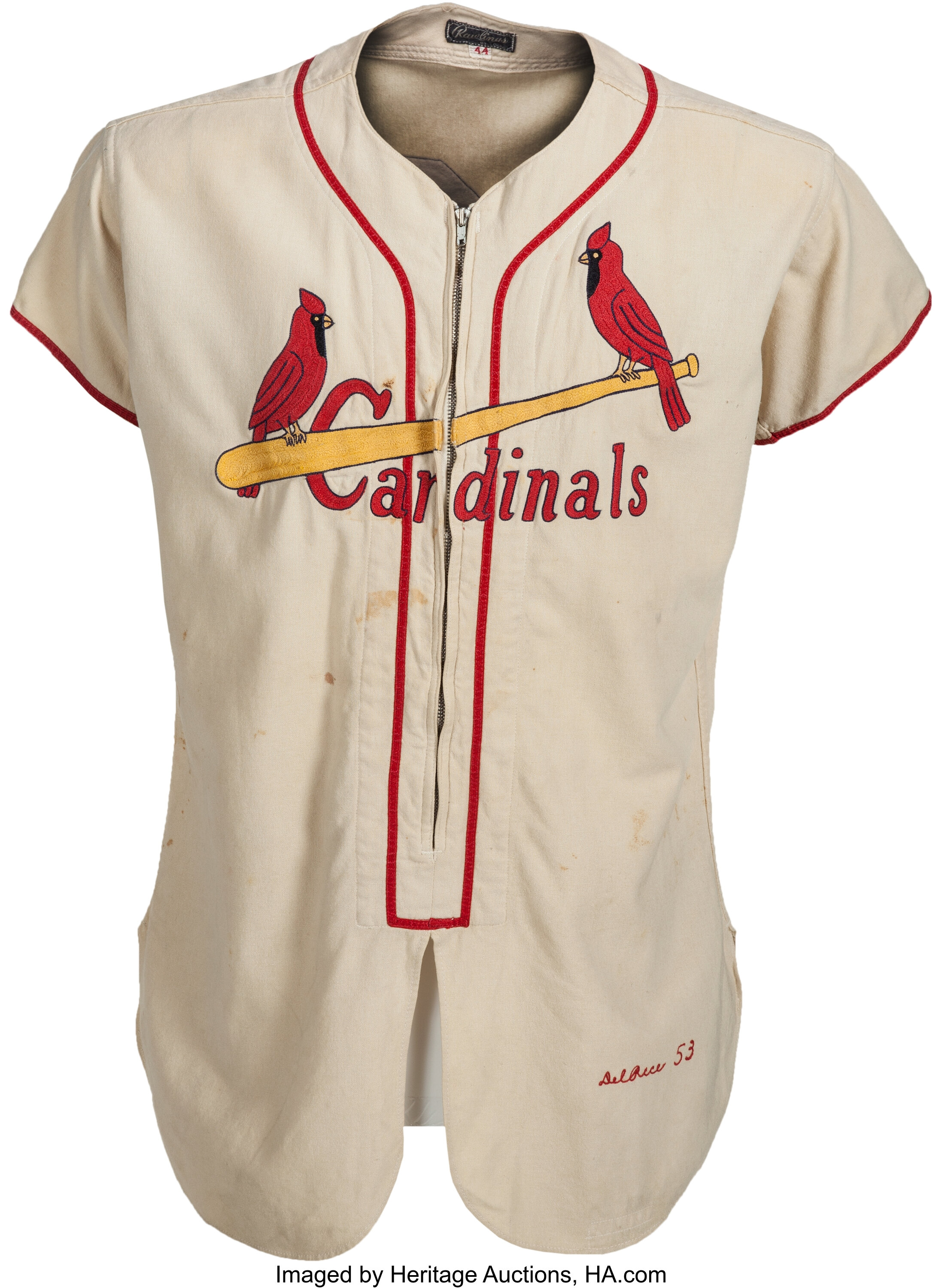 ST. LOUIS CARDINALS 1982 WORLD CHAMPS V-NECK JERSEY SGA 8/12/22 READY TO  SHIP!