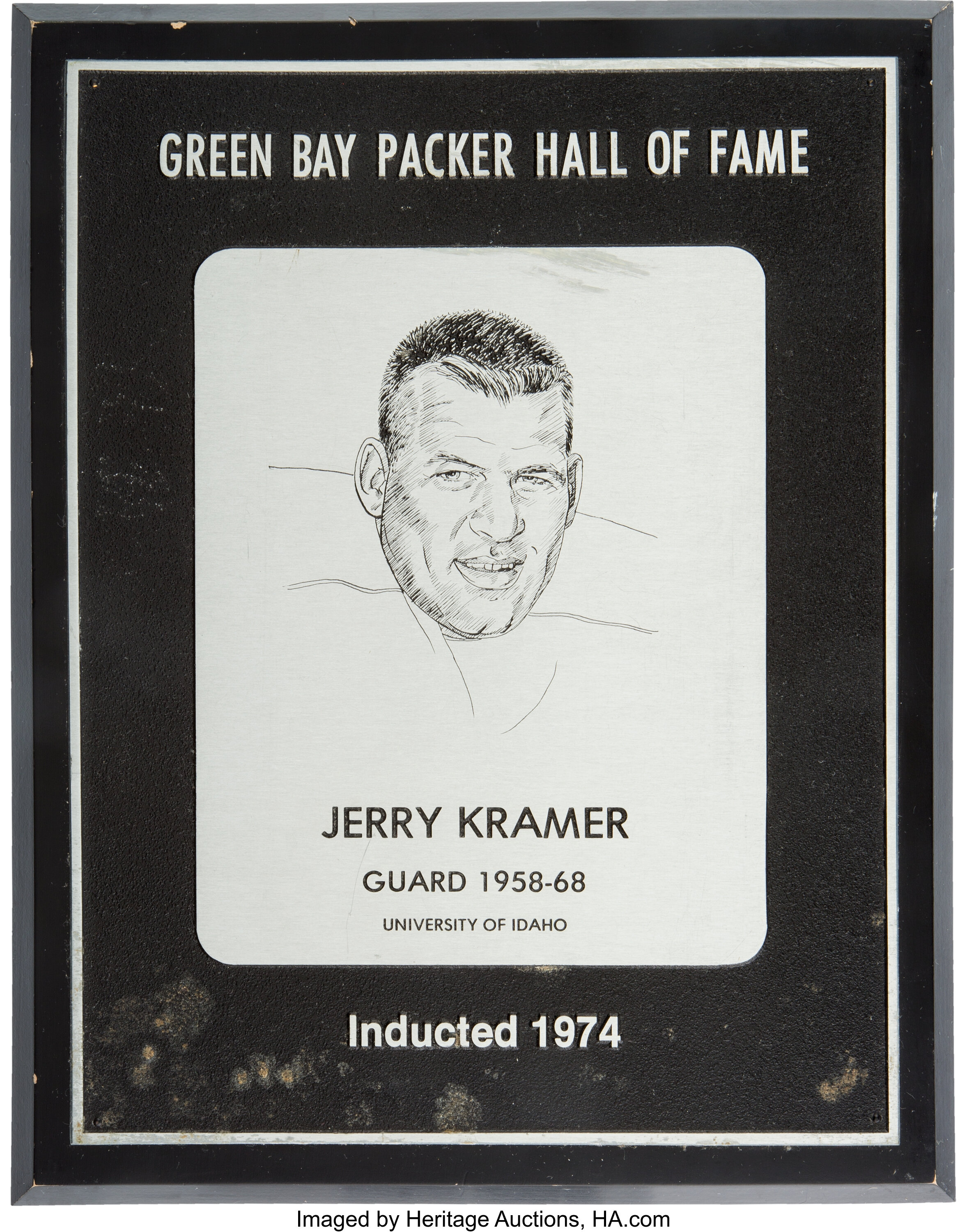 1974 Jerry Kramer Green Bay Packers Hall Of Fame Induction Plaque Lot 80587 Heritage Auctions 