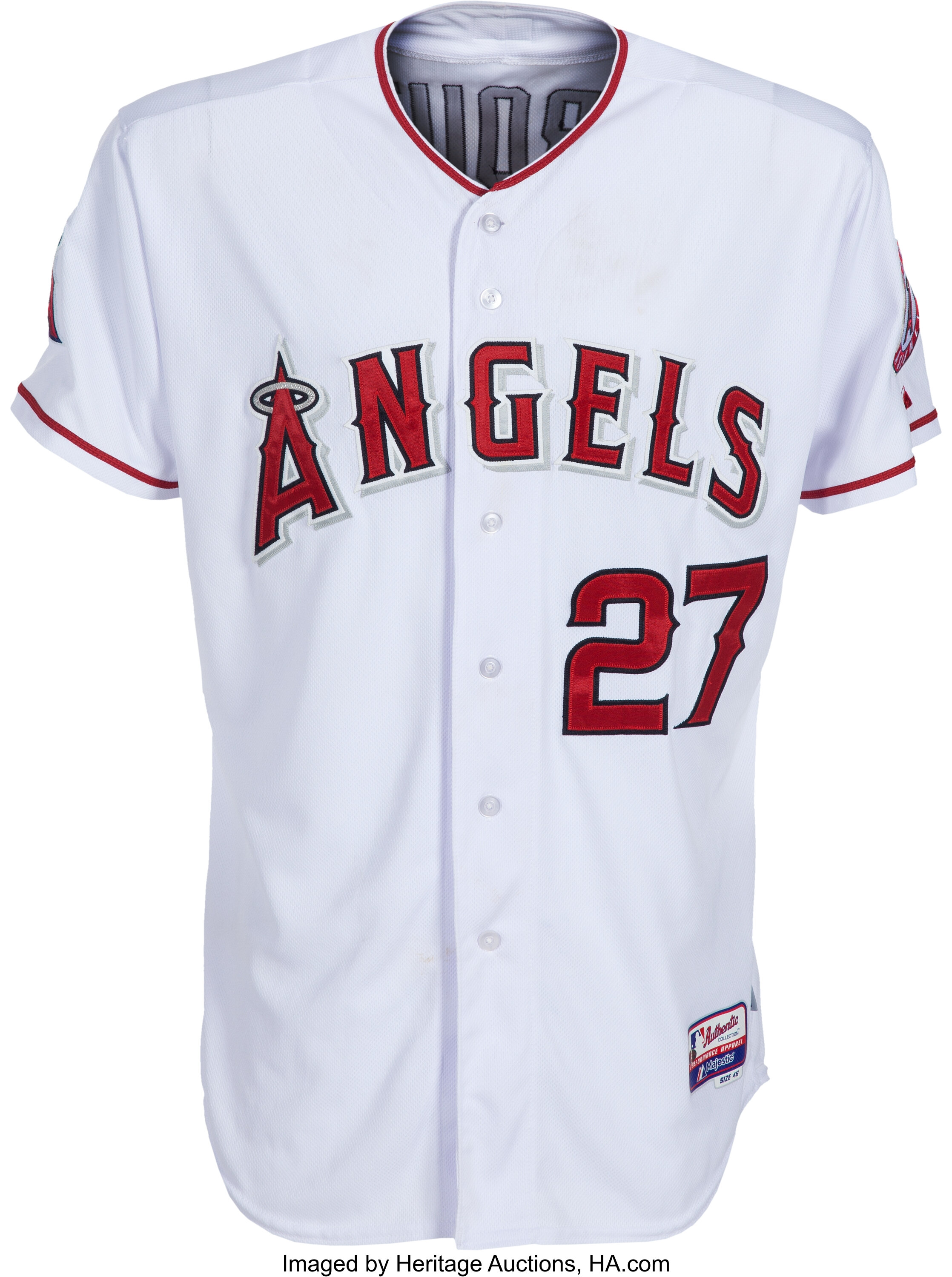Mike Trout Full Name Autographed Authentic Red Los Angeles Angels Jersey