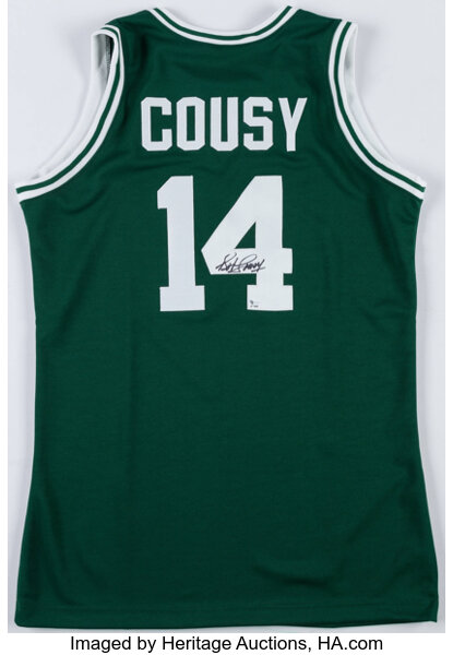 Bob Cousy Signed Boston Celtics Jersey Inscribed Peace (JSA COA) 6xN –