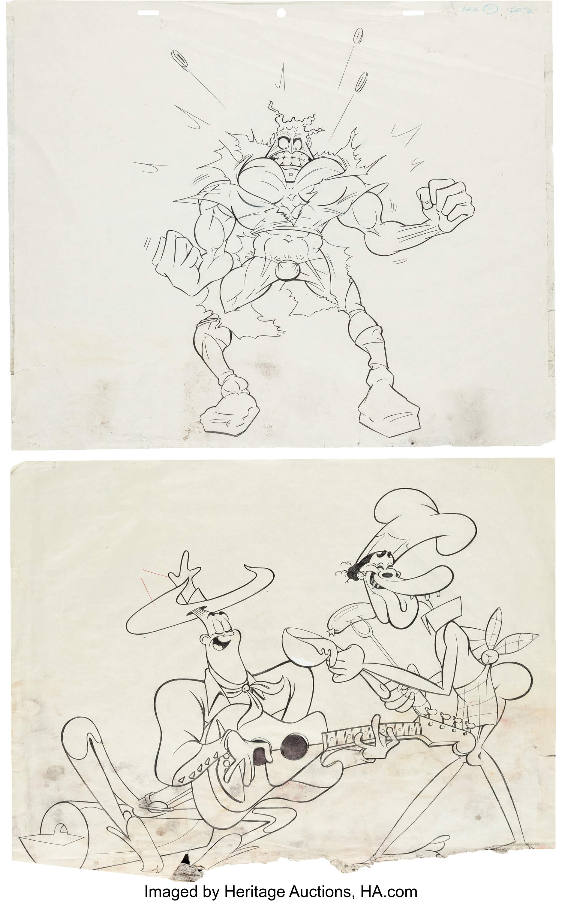 John Kricfalusi Spumco Animation Sketch Original Art Group of 4 | Lot ...