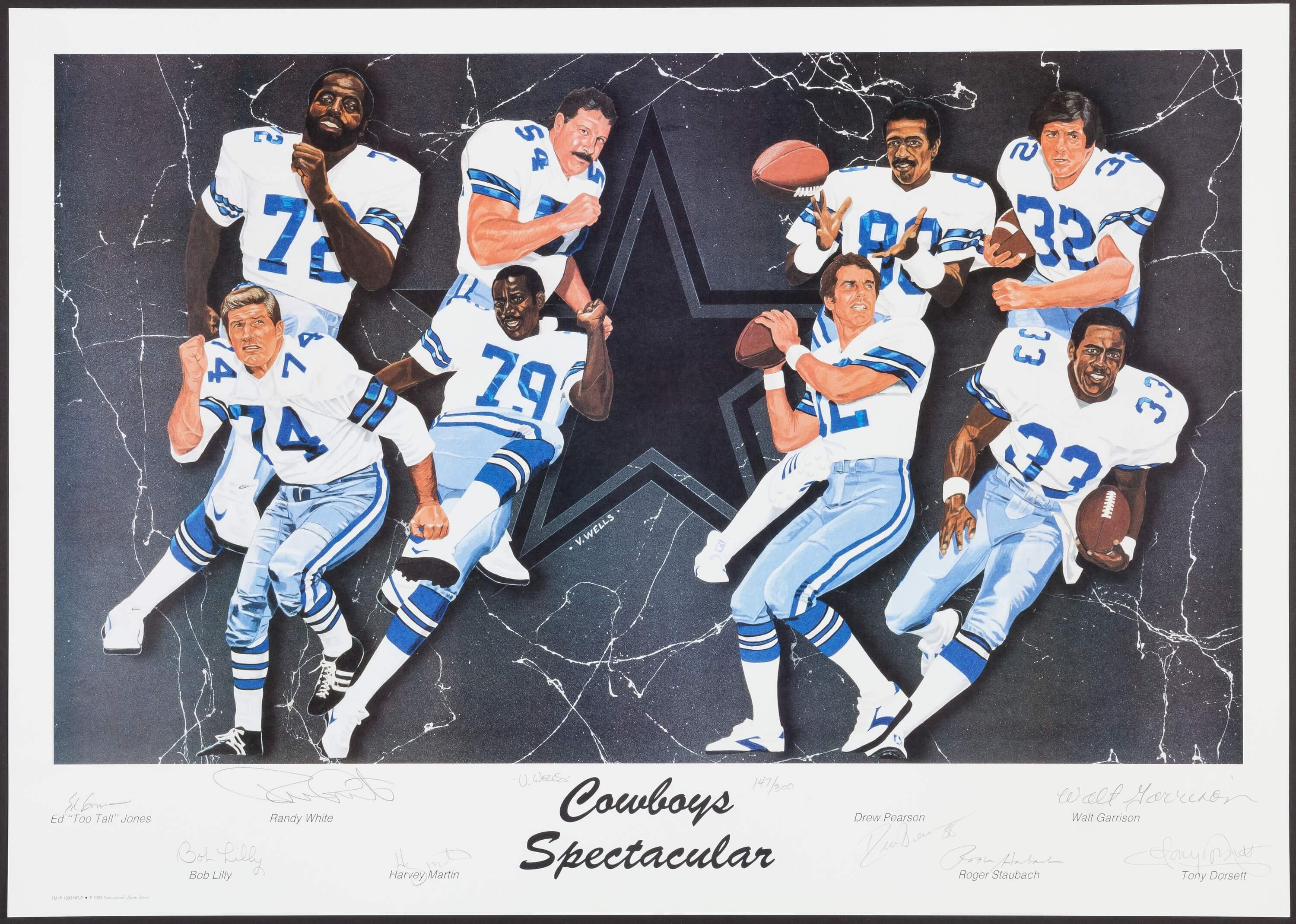 New Tony Dorsett Dallas Cowboys Rare Art Lithograph