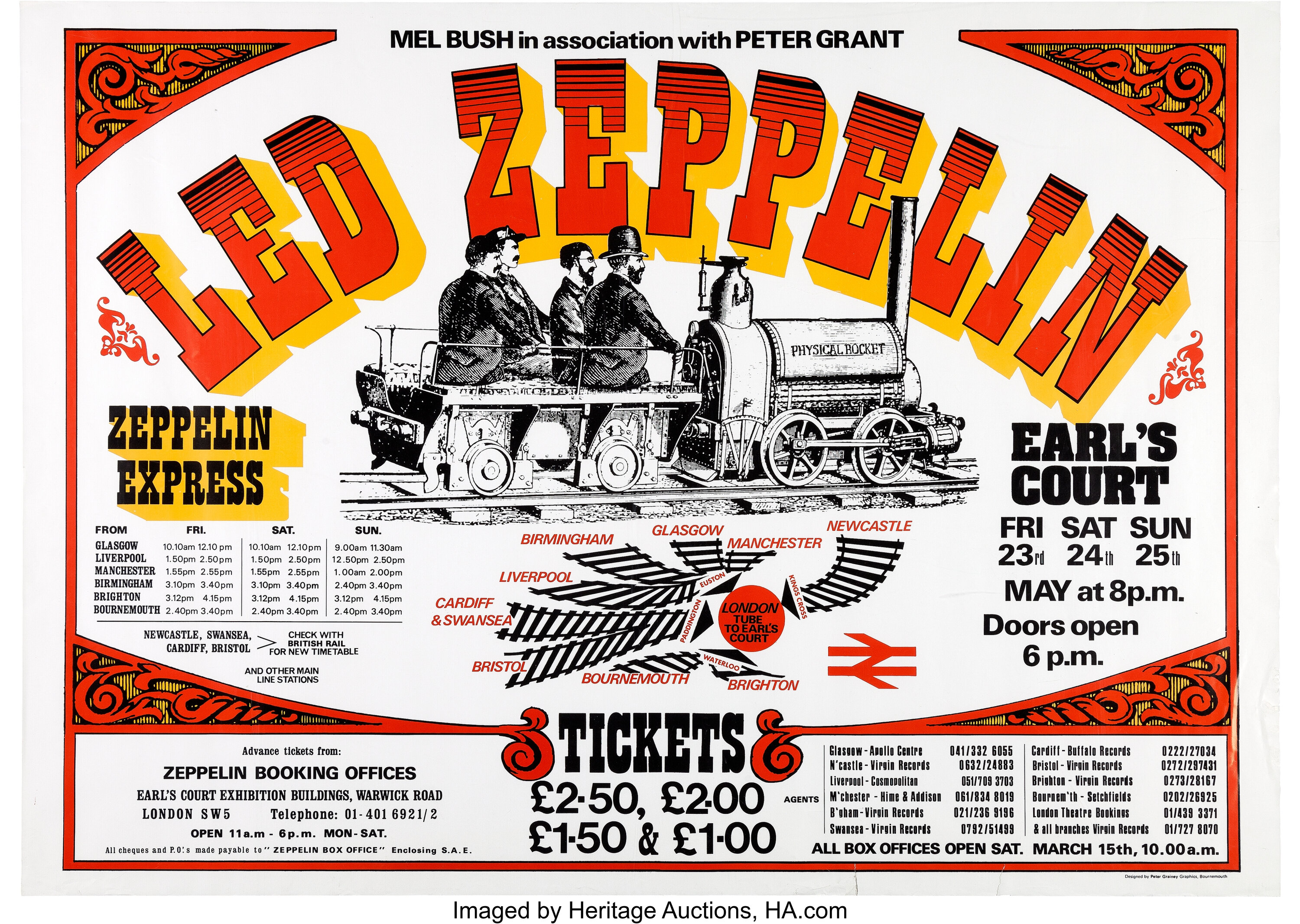 led zeppelin earl s court concert poster mel bush 1975 music lot 89447 heritage auctions entertainment memorabilia heritage auctions