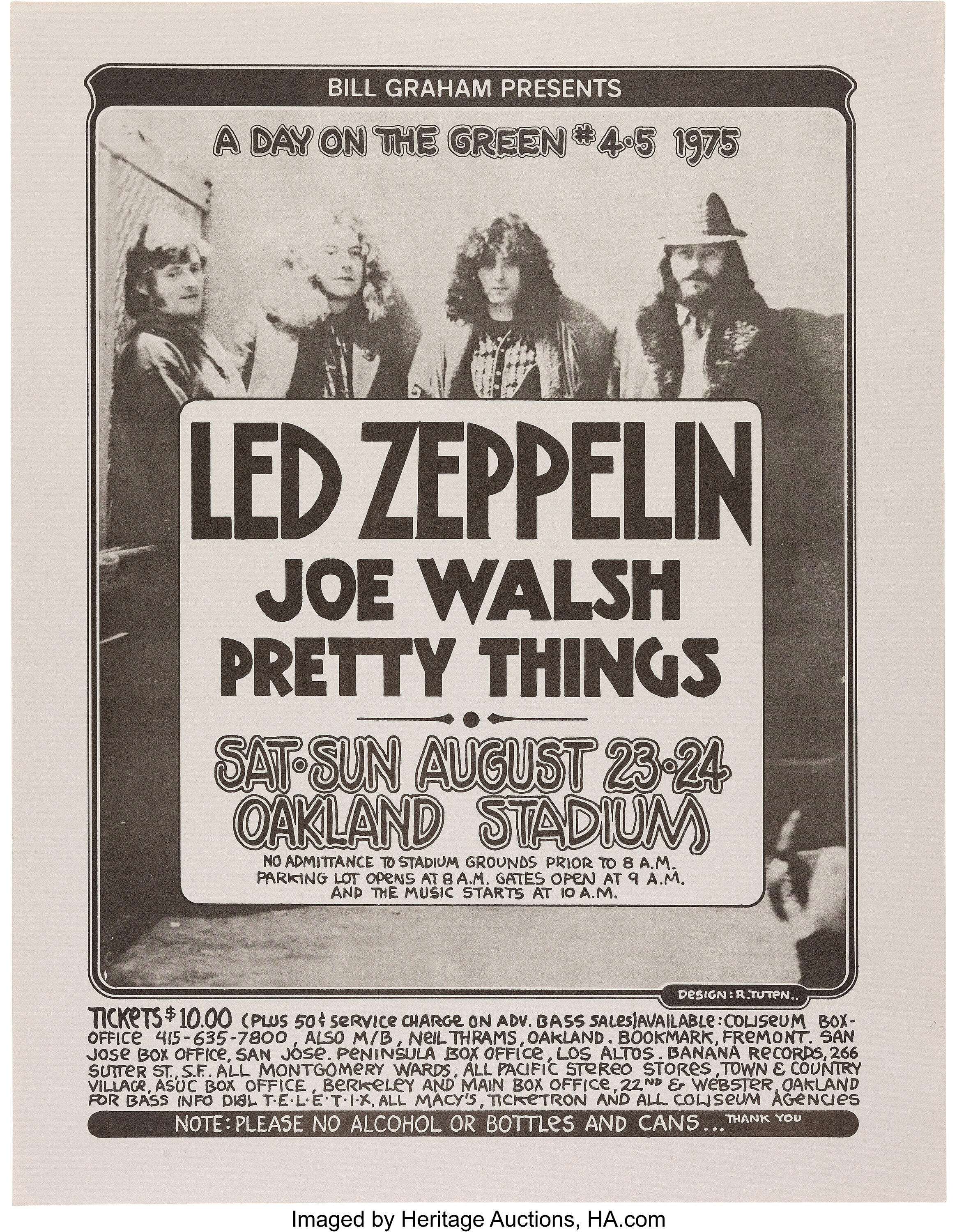 Mærkelig overskydende Udstråle Led Zeppelin/Joe Walsh, A Day on the Green 4 & 5 Concert Poster | Lot  #89444 | Heritage Auctions