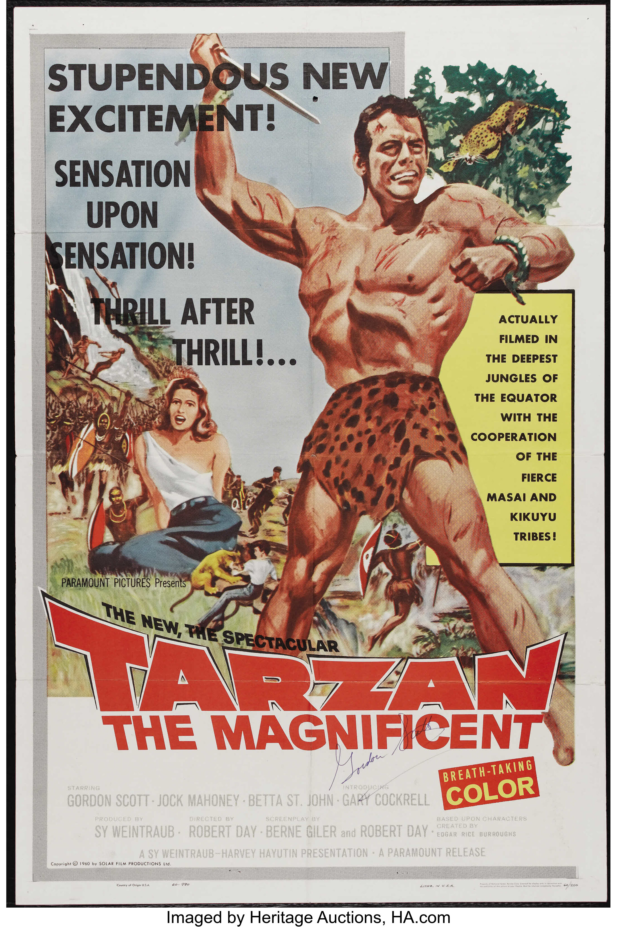 Tarzan The Magnificent Paramount 1960 One Sheet 27 X 41 Lot Heritage Auctions