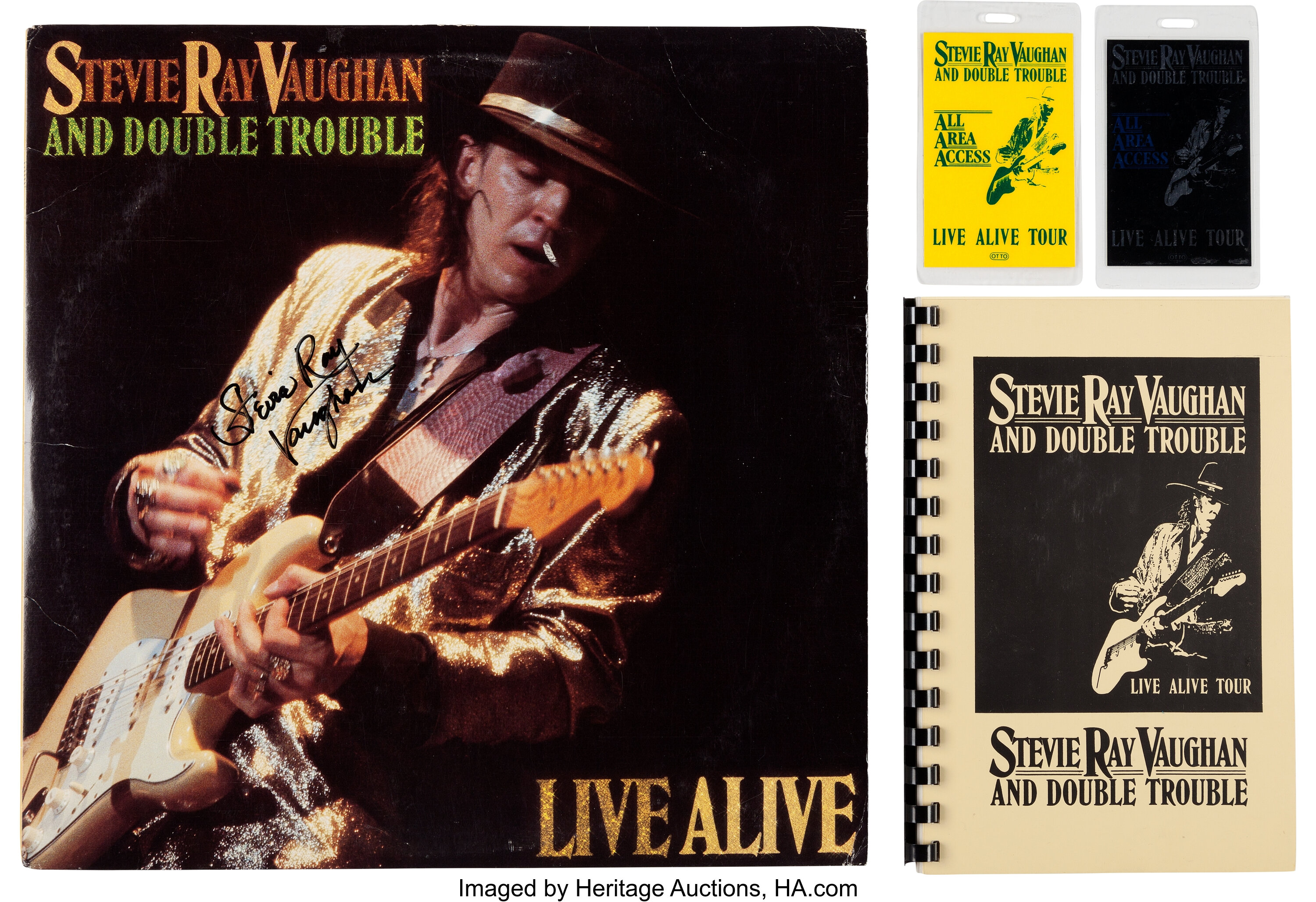 Stevie Ray Vaughan Signed Live Alive LP (Epic E2 40511, 1986